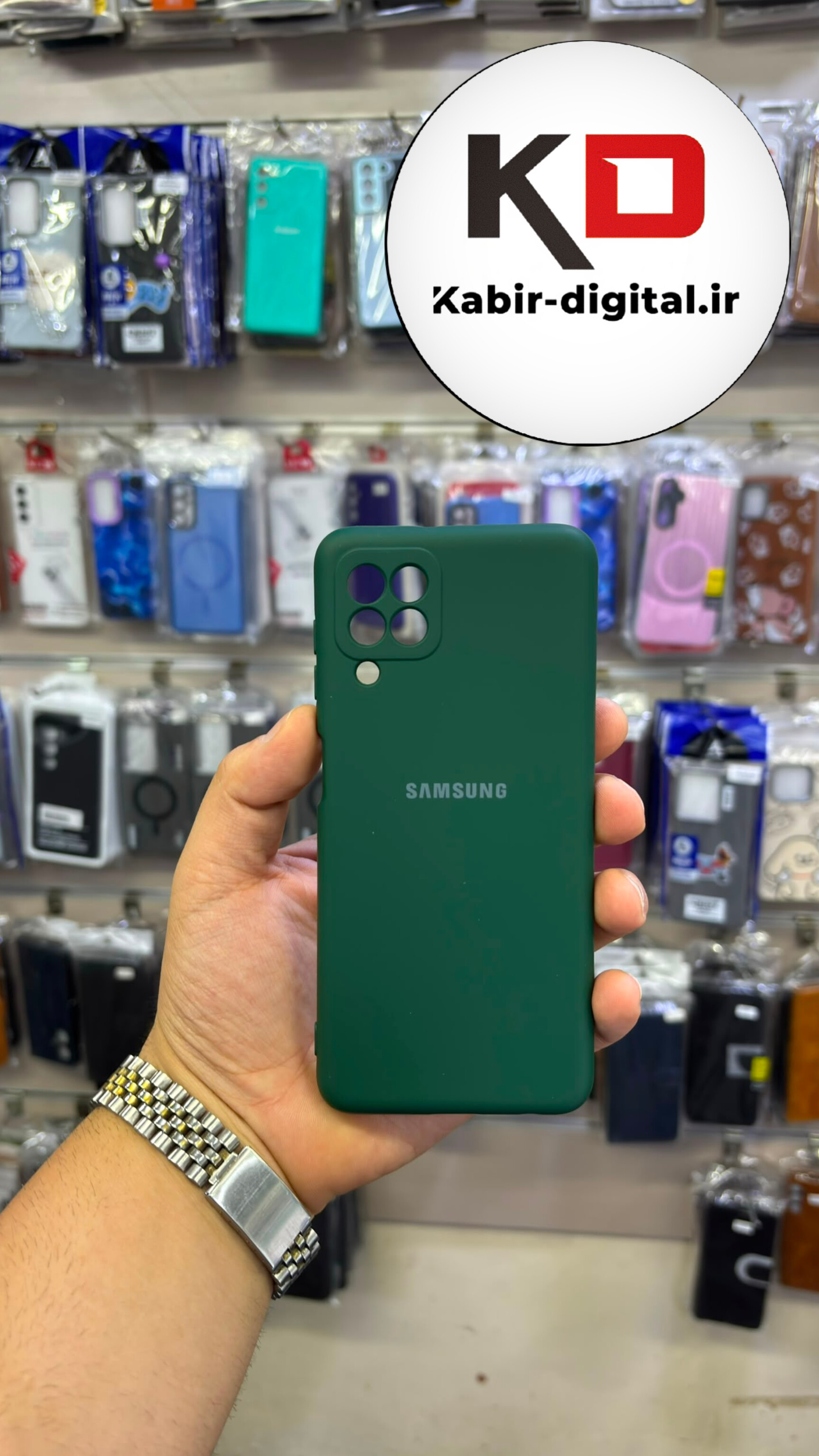 قاب گوشی Galaxy  A22 4G / M32 سامسونگ سیلیکونی اورجینال درجه یک داخل پارچه زیر بسته محافظ لنزدار سبز