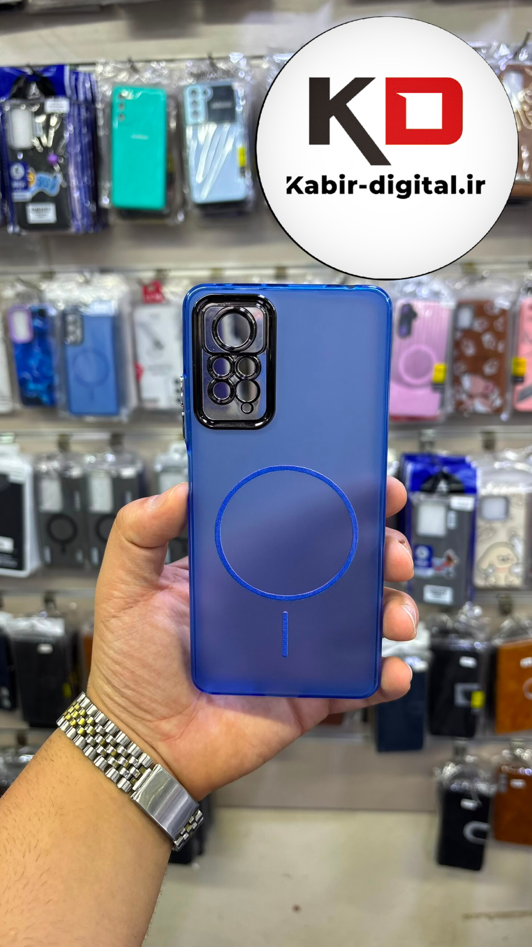 قاب گوشی Redmi Note 11 Pro 4g /Note 12 pro 4g شیائومی Slim MagSafe Case مات کروم طرح مگ سیف محافظ لنز دار آبی