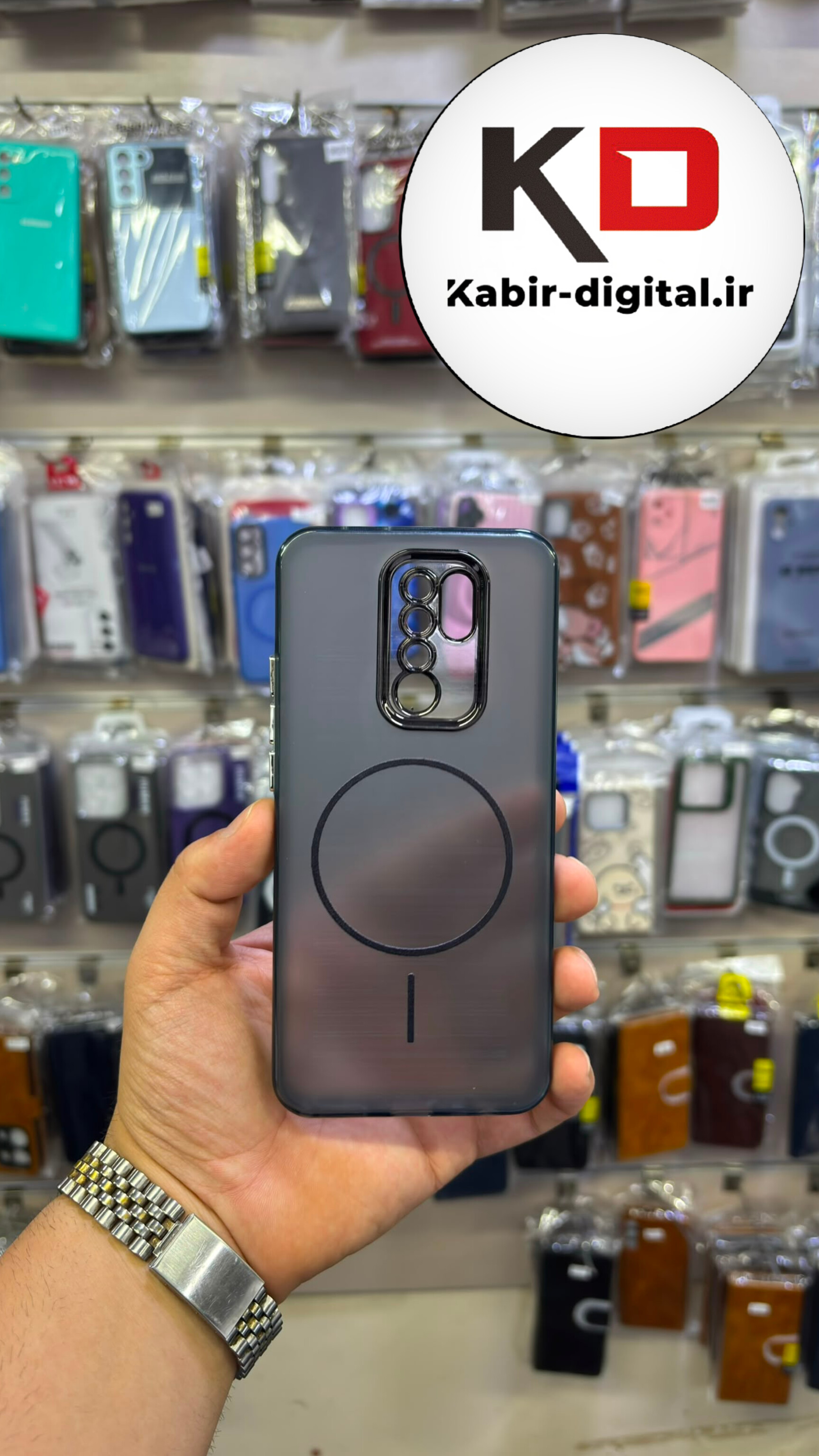 قاب گوشی Redmi 9 شیائومی Slim MagSafe Case مات کروم طرح مگ سیف محافظ لنز دار مشکی