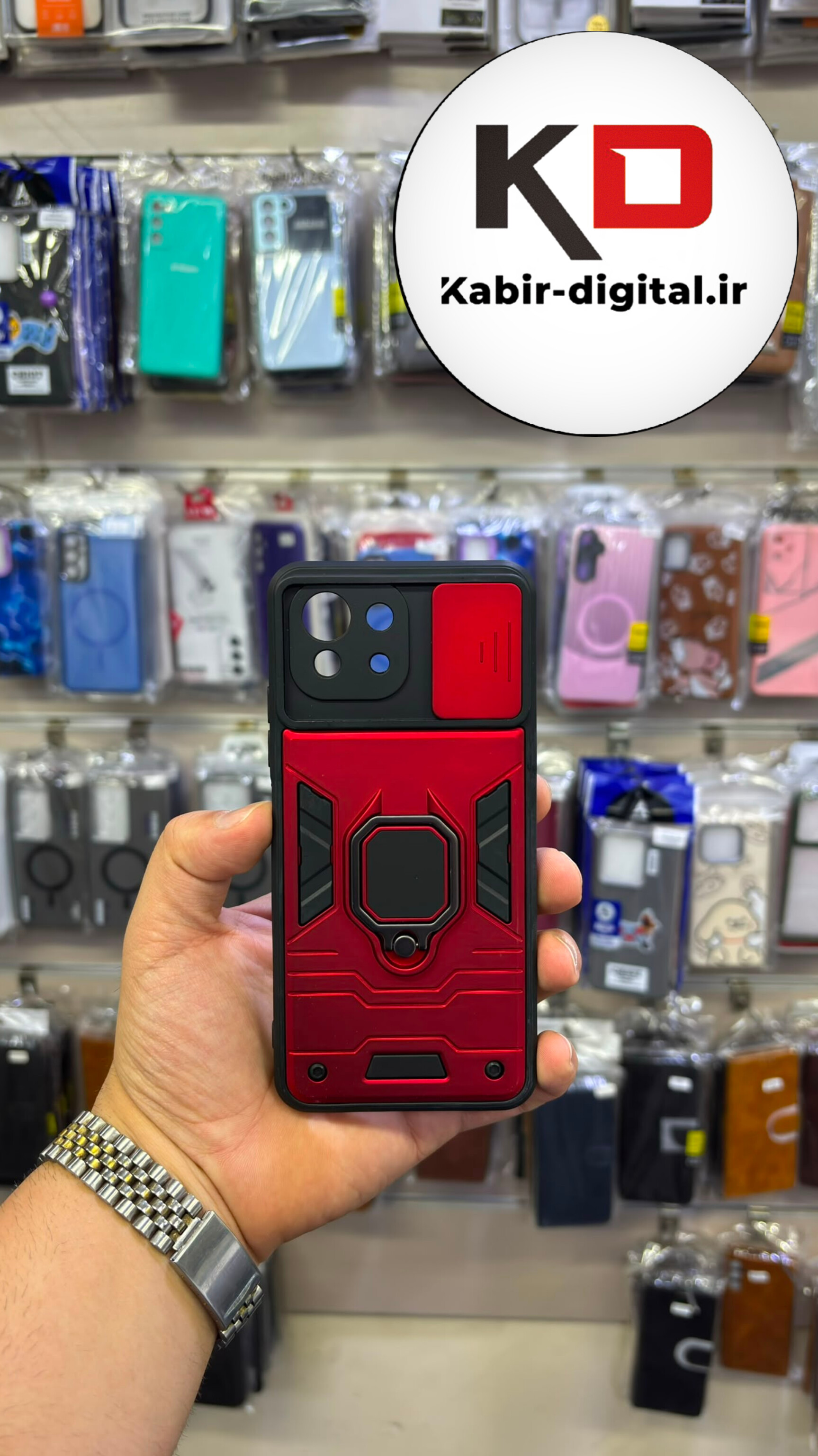 قاب گوشی MI 11 Lite شیائومی طرح ضد ضربه بتمن هولدر دار محافظ لنز دار ایربگ دار کشویی قرمز