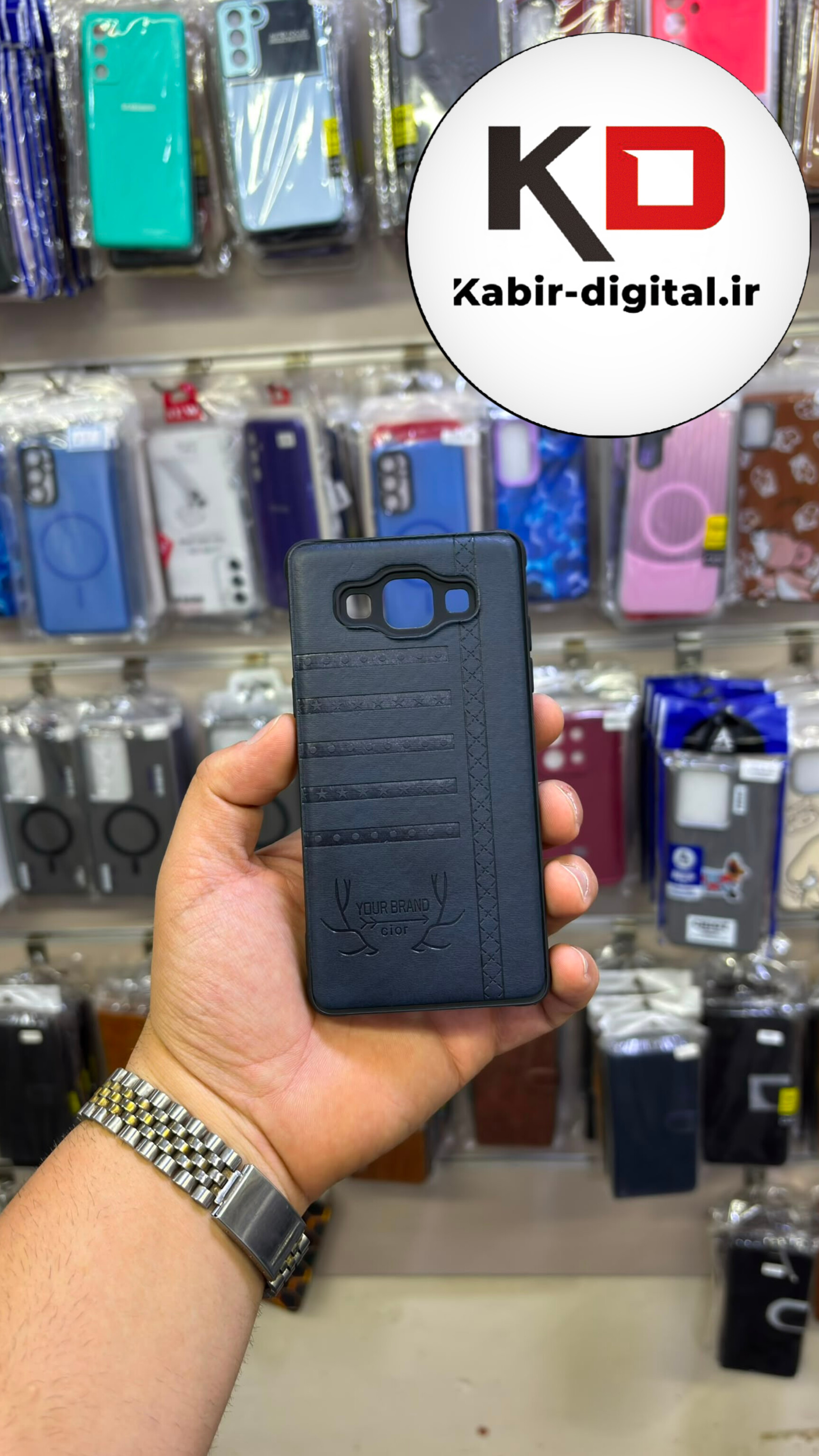 قاب گوشی Galaxy A5 / A5 2015 / A500 سامسونگ طرح ژله ای چرمی ساده گوزنی محافظ لنزدار سرمه ای