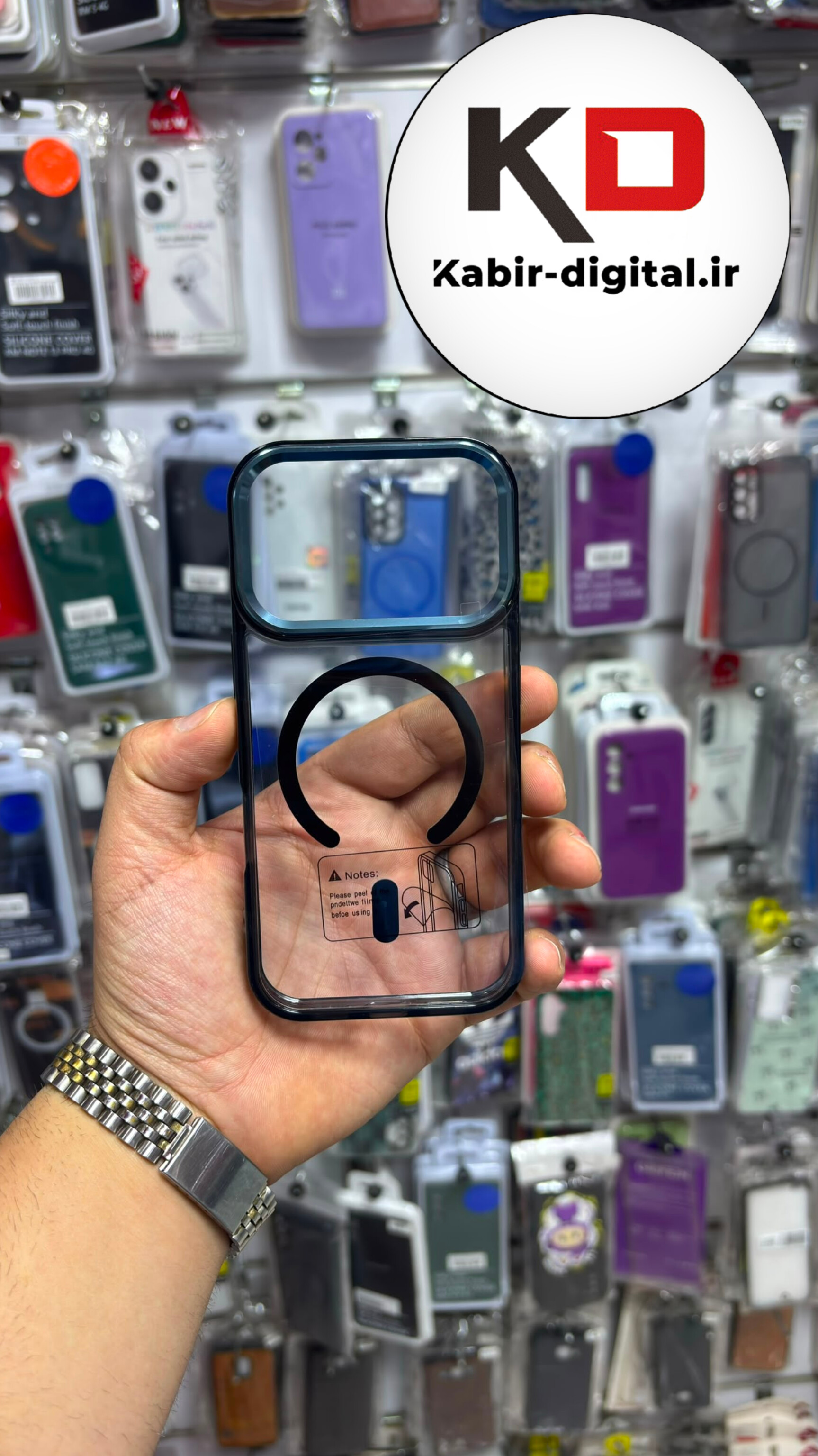قاب گوشی iPhone 17 pro آیفون پشت شفاف مگ سیف دار MagSafe اورجینال Metal Stand Case لنز کرومی