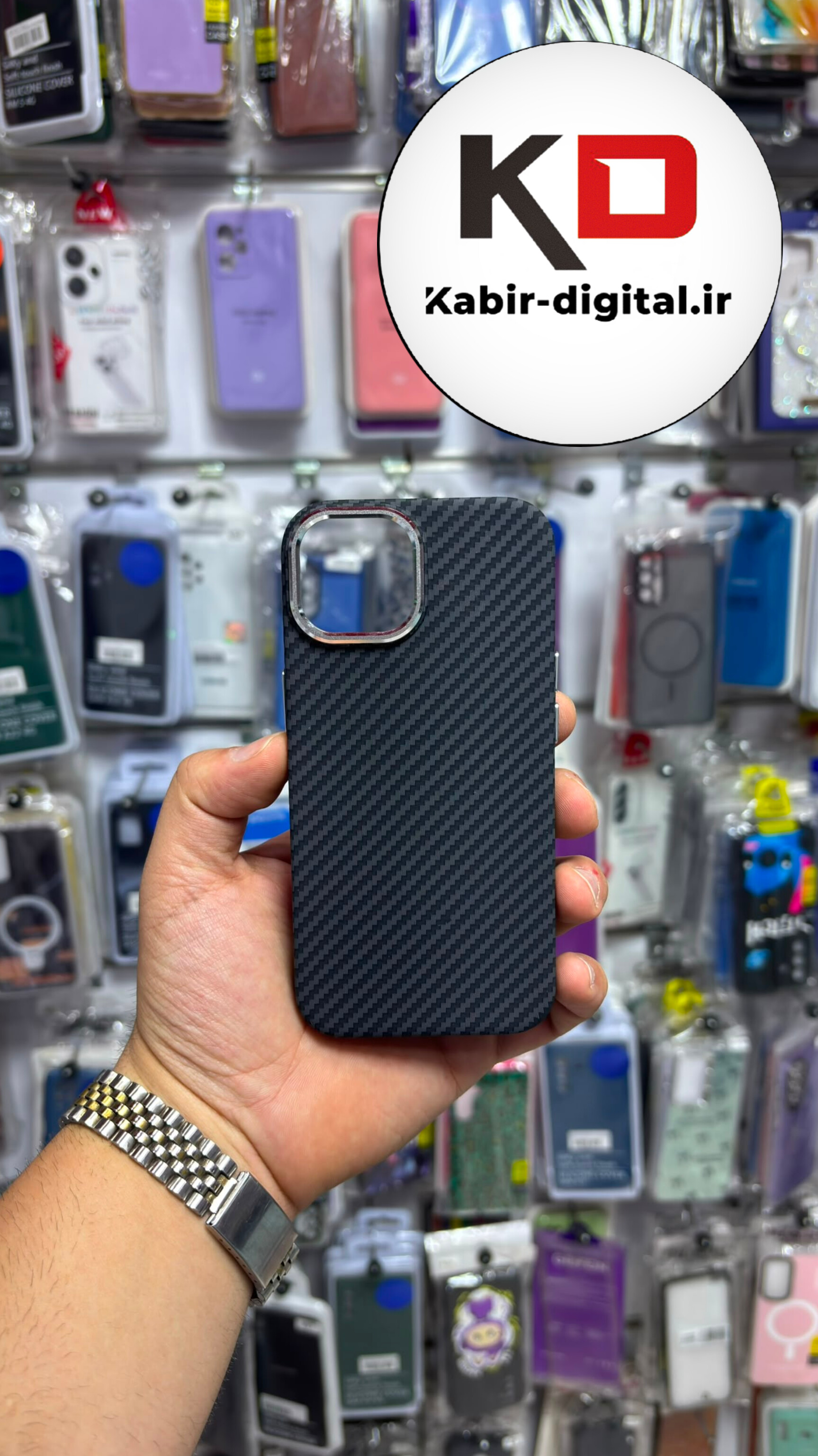 قاب گوشی iPhone 14/13/15 آیفون Carbon Racing اسپرت مگ سیف Magsafe اورجینال طرح کربن لنز کرومی