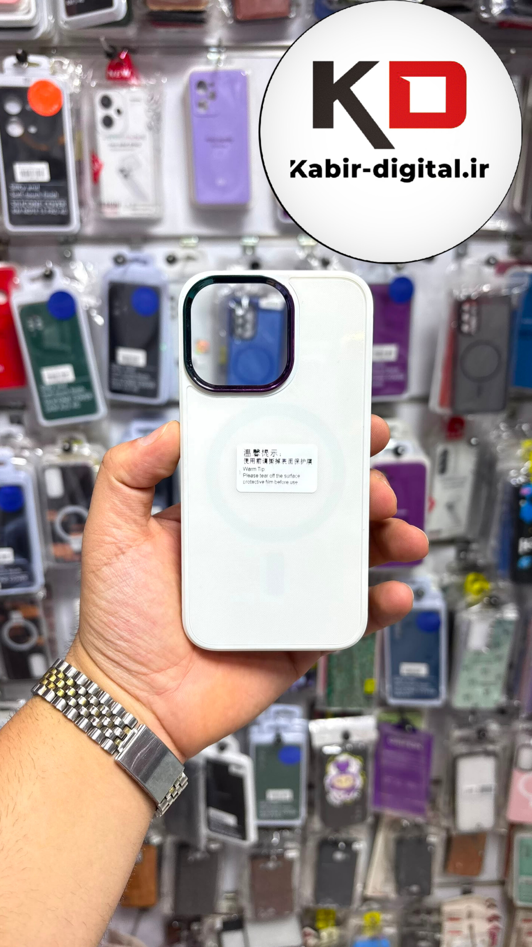 قاب گوشی iPhone 13 Pro آیفون  طرح K-DOO مات مگ سیف دار MagSafe دور سخت لاکچری سفید