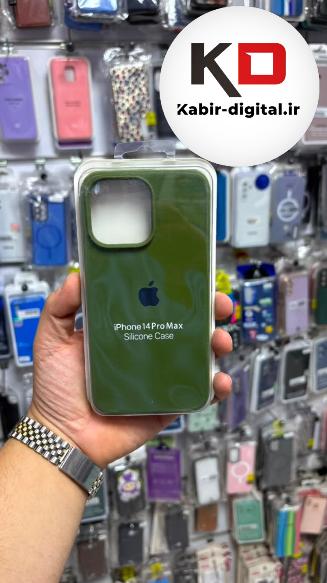 قاب گوشی iPhone 14 Pro Max آیفون سیلیکونی اورجینال درجه یک داخل پارچه زیر بسته محافظ لنزدار سبز