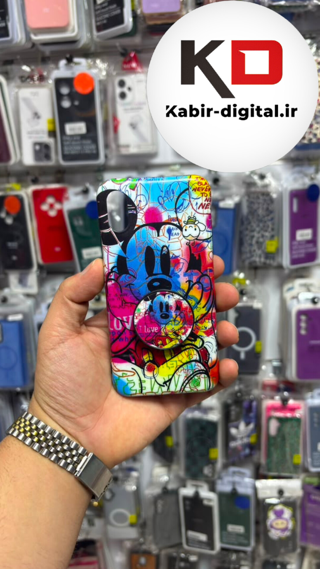 قاب گوشی iPhone Xs / X آیفون طرح فانتزی میکی موس پاپ سوکت دار محافظ لنزدار کپسولی