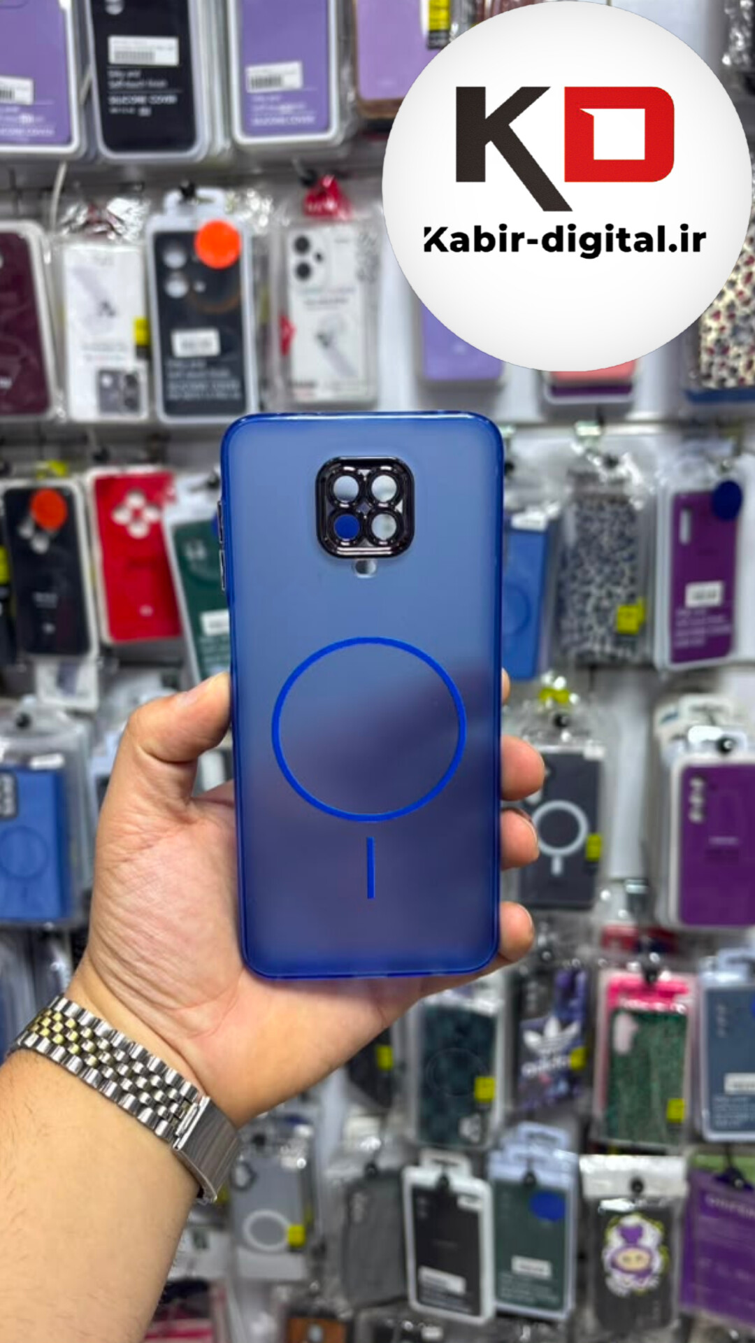 قاب گوشی Redmi Note 9 Pro / Note 9s شیائومی Slim MagSafe Case مات کروم طرح مگ سیف محافظ لنز دار آبی