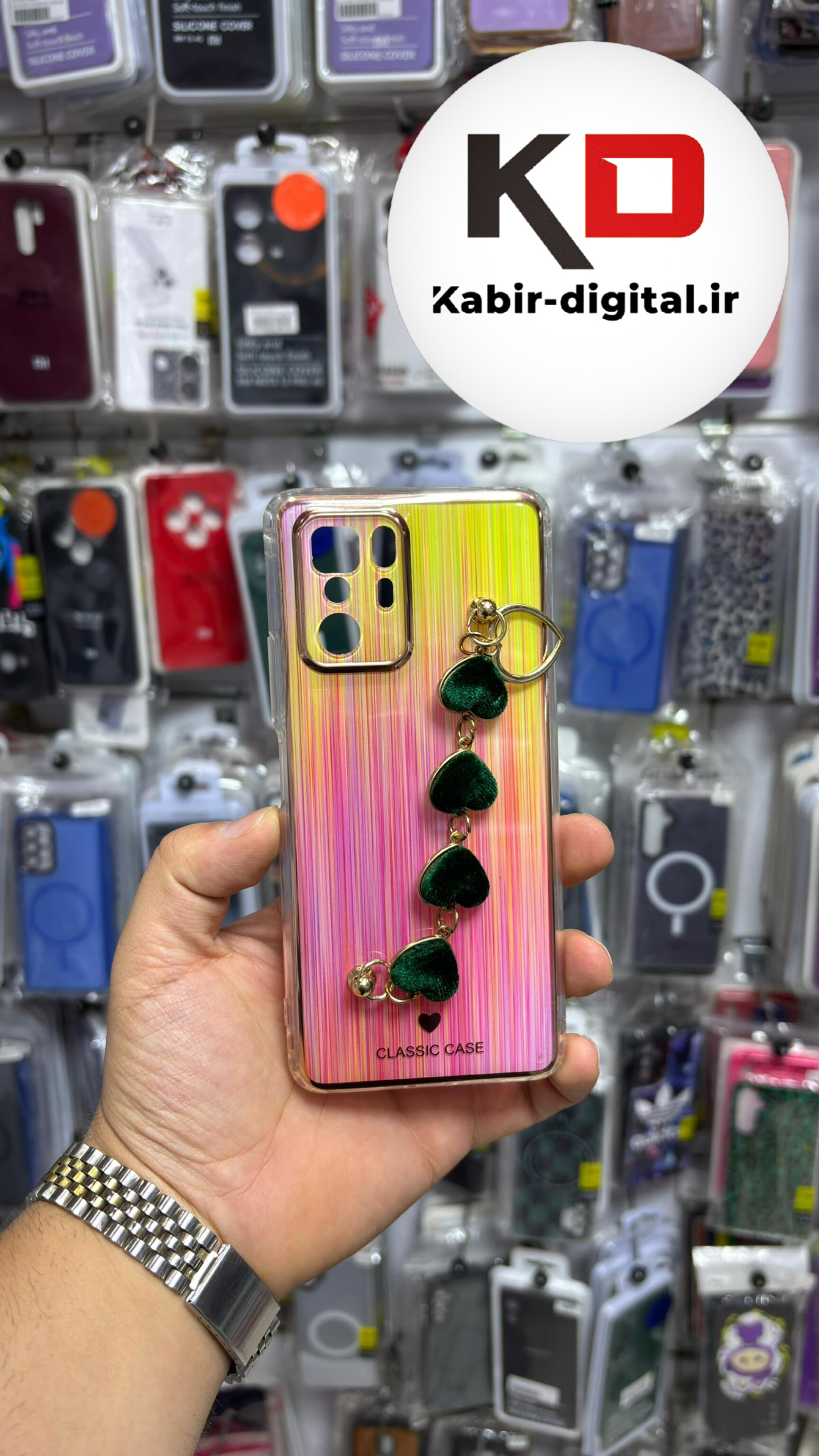 قاب گوشی MI Note 10 pro 5g / poco x3 gt شیائومی طرح گلد لاین رزین لاکچری دستبندی زنجیری قلبی آویزدار محافظ لنز دار صورتی