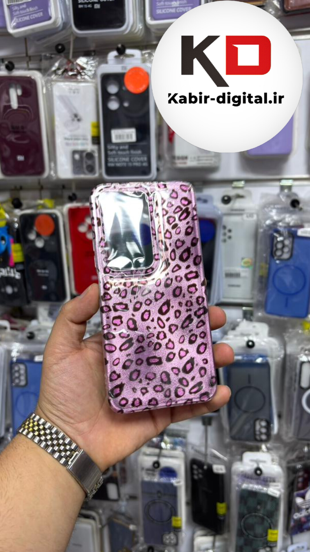 قاب گوشی Redmi 15 شیائومی IMD لیزری دورمات ایربگ دار دکمه کرومی لاکچری سخت HARD طرح پلنگی
