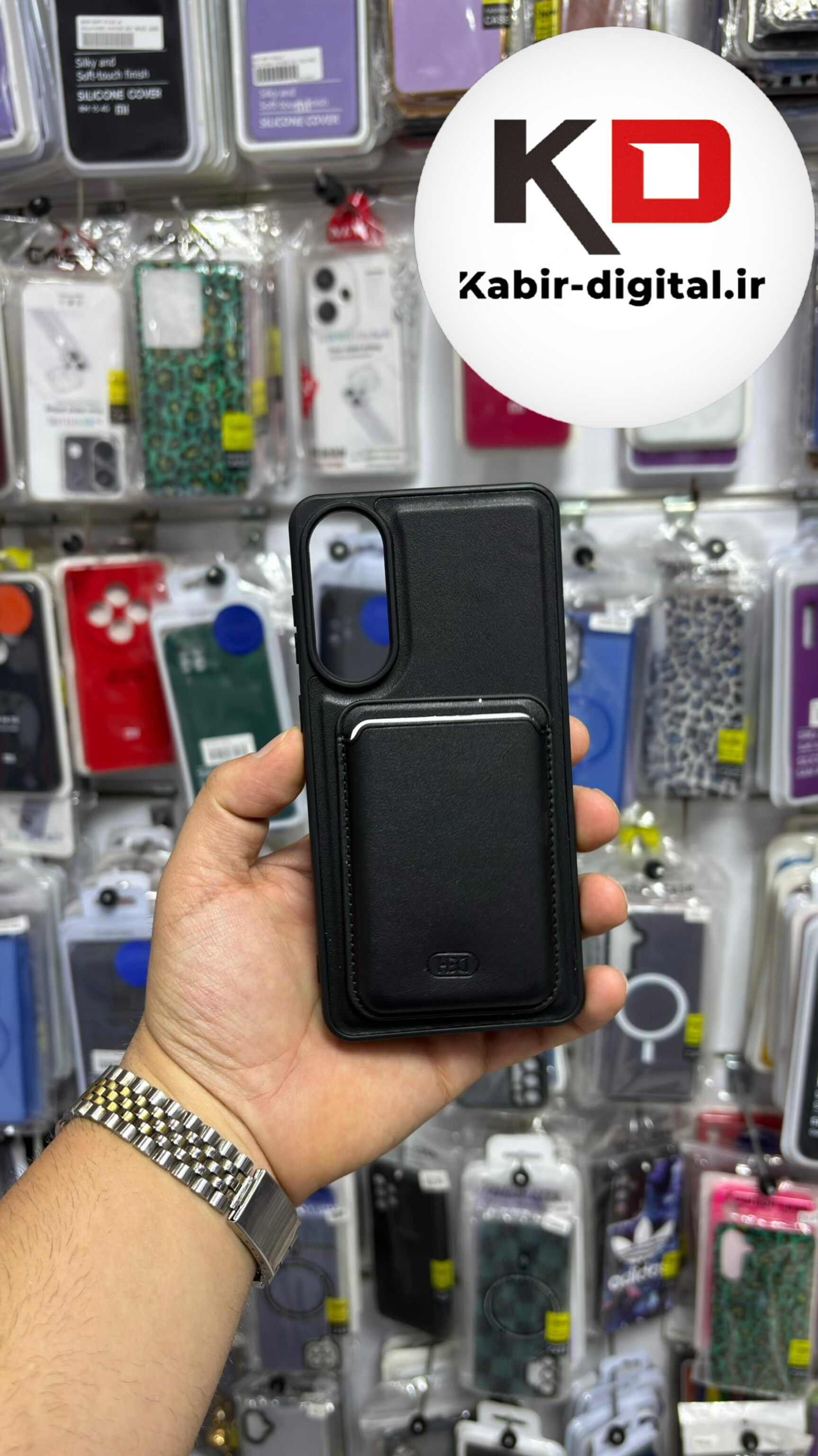 قاب گوشی Galaxy S25 edge سامسونگ چرمی کلاسیک Q Series اورجینال جاکارتی دار جداشونده مشکی