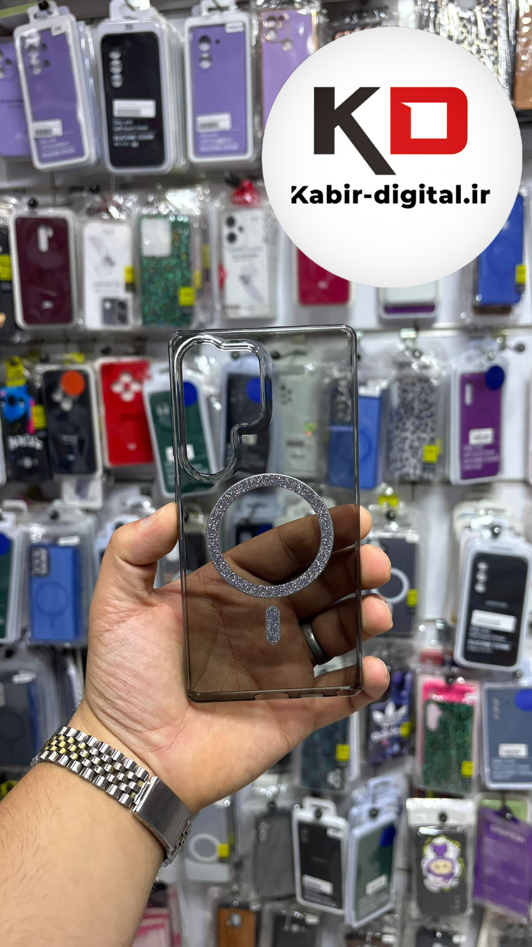 قاب گوشی Galaxy S25 Ultraسامسونگ شفاف شاین لنز کرومی مگ سیف دار اورجینال Unique Case