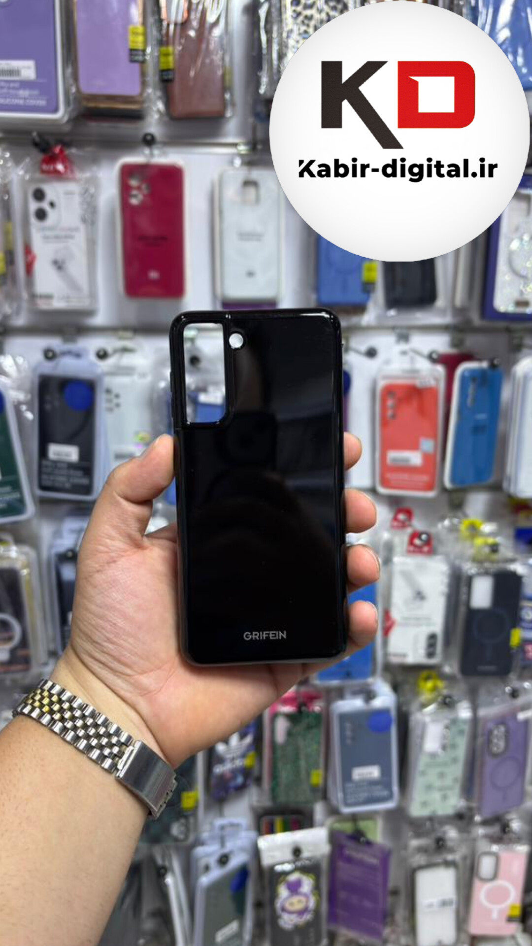 قاب گوشی Galaxy S21 FE سامسونگ سیلیکونی طرح شاین پشت گلس شیشه‌ای براق محافظ لنزدار مشکی