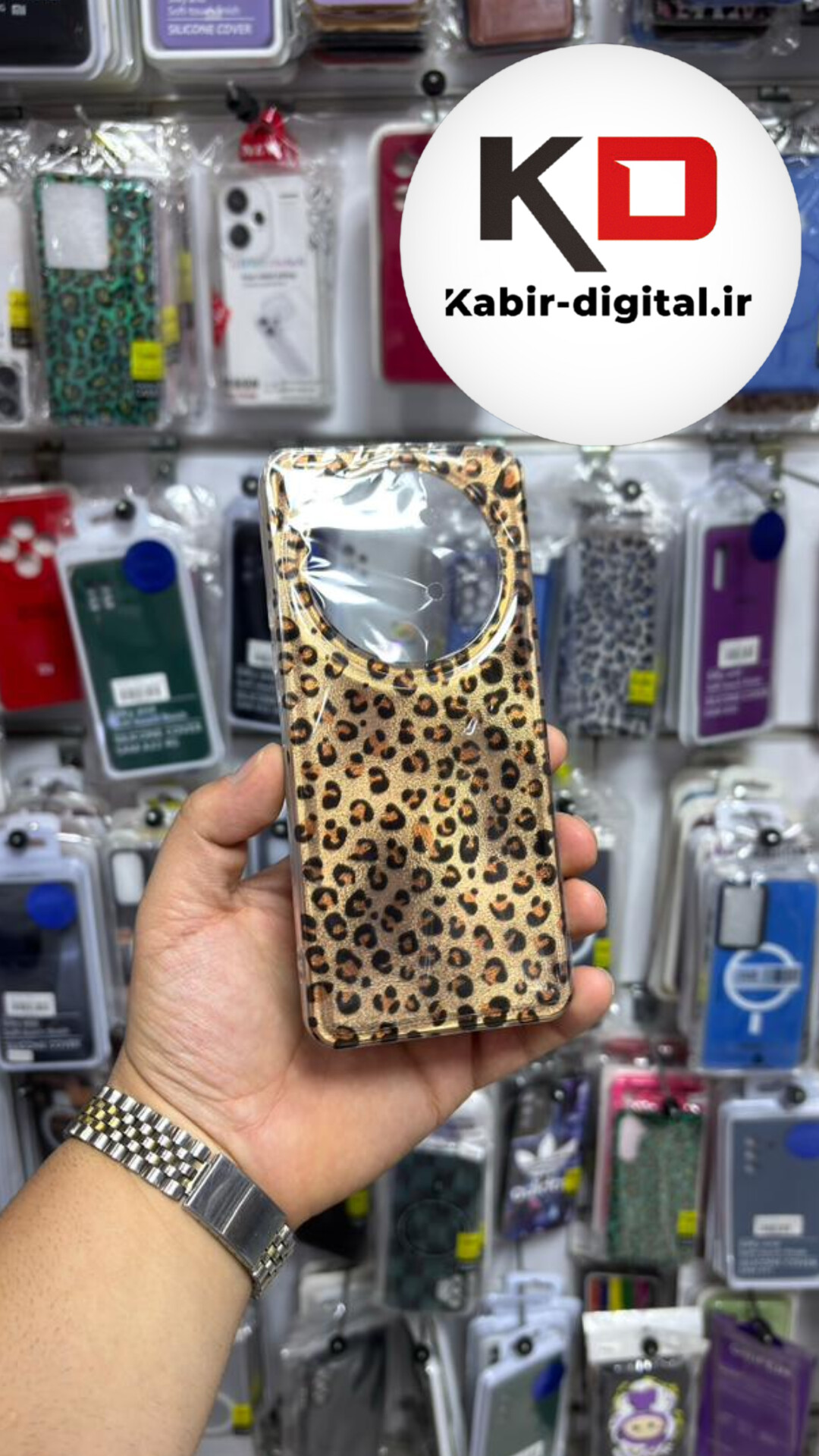 قاب گوشی Redmi A3 / A3X شیائومی  IMD لیزری دورمات ایربگ دار دکمه کرومی لاکچری سخت HARD طرح پلنگی