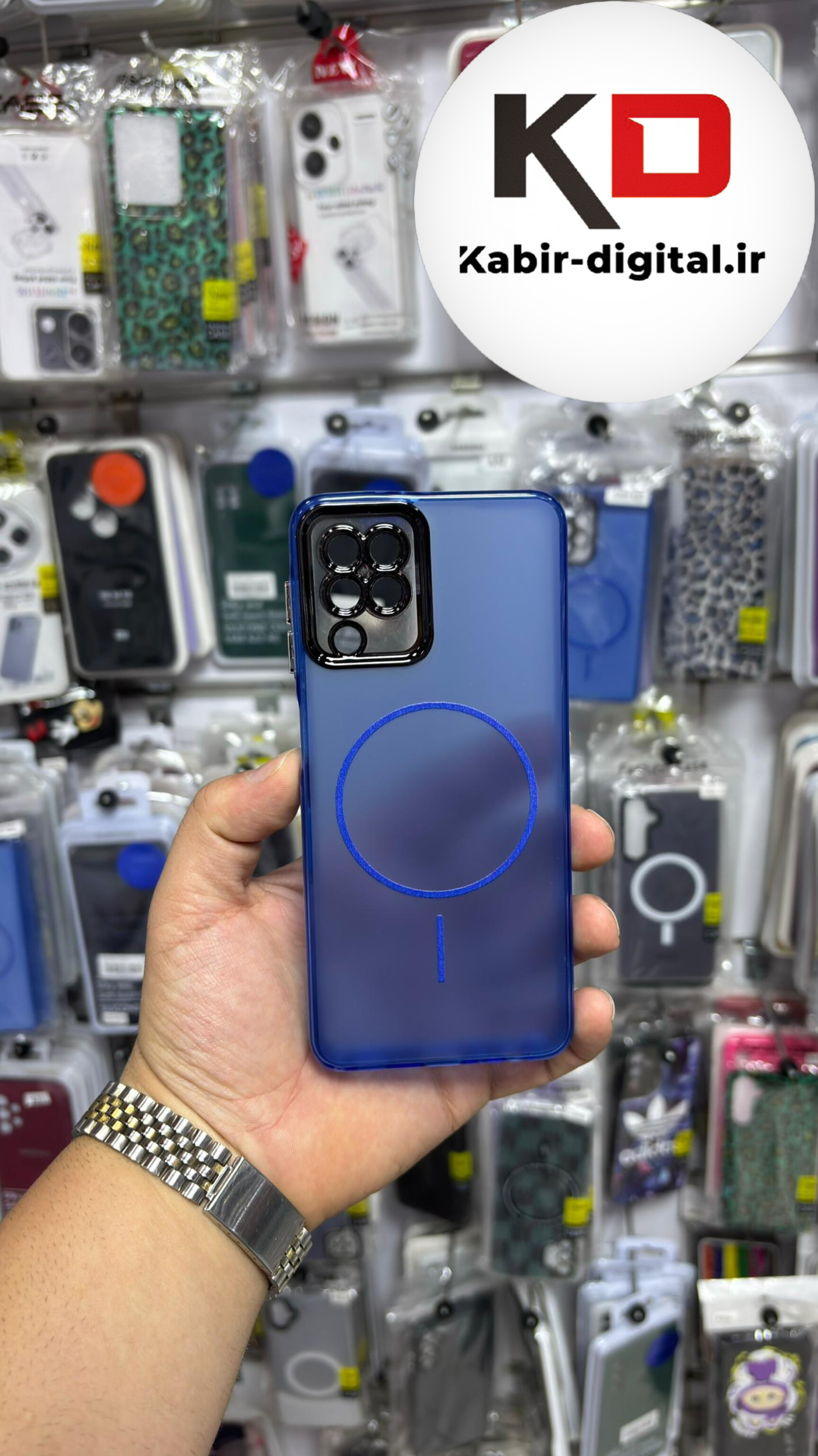 قاب گوشی Galaxy A22 4g / M32سامسونگ Slim MagSafe Case مات کروم طرح مگ سیف محافظ لنز دار آبی