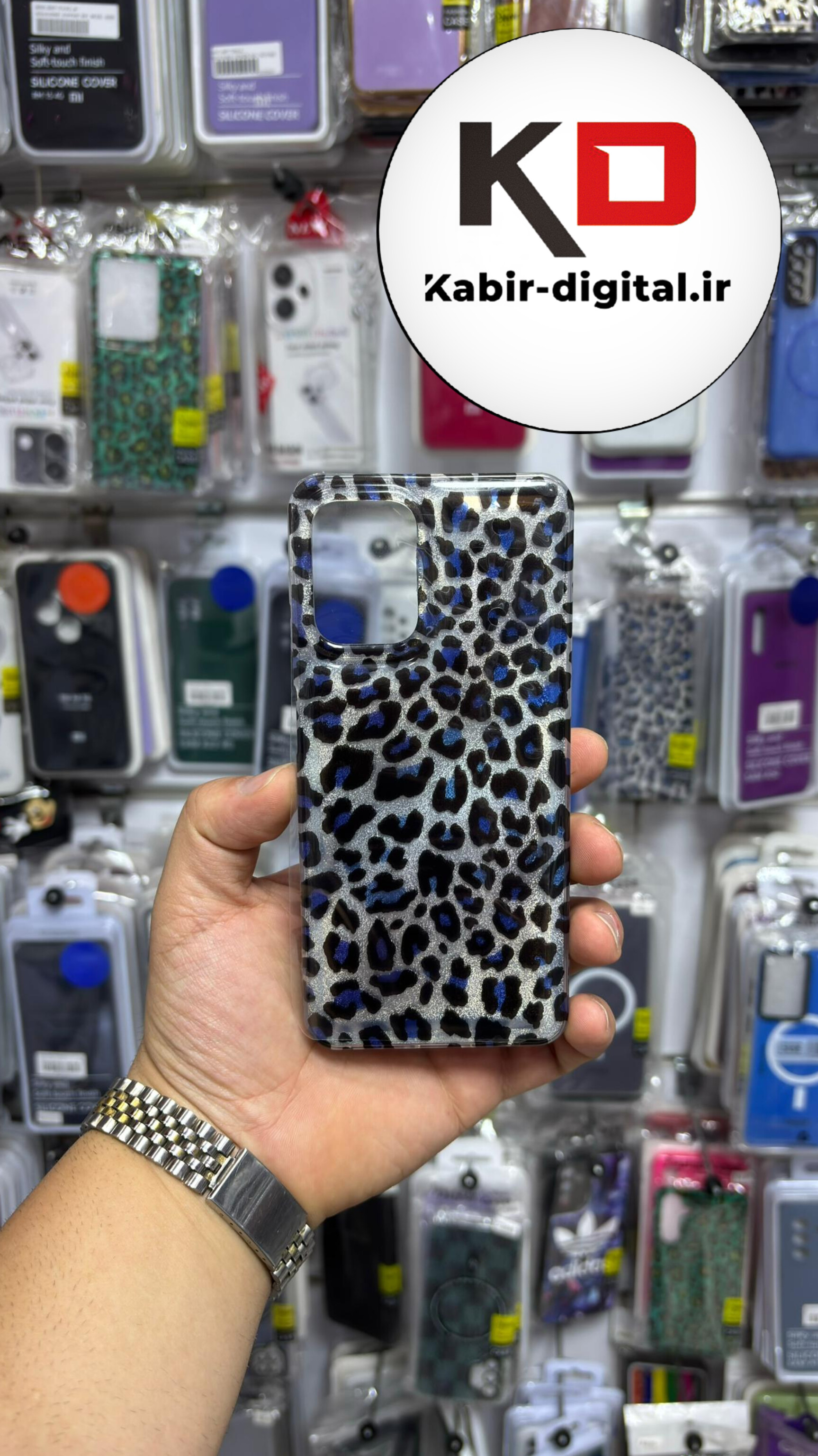 قاب گوشی Galaxy A22 4g / M32سامسونگ IMD لیزری دورمات ایربگ دار دکمه کرومی لاکچری سخت HARD طرح پلنگی آبی