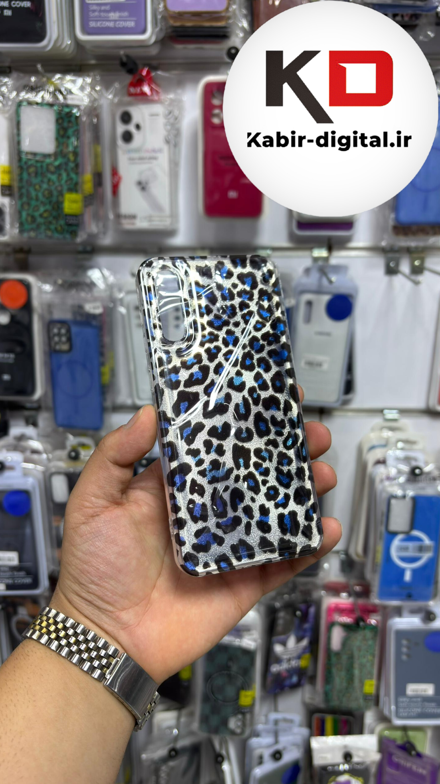 قاب گوشی Galaxy A30s /A50s /  A50 سامسونگ  IMD لیزری دورمات ایربگ دار دکمه کرومی لاکچری سخت HARD طرح پلنگی آبی