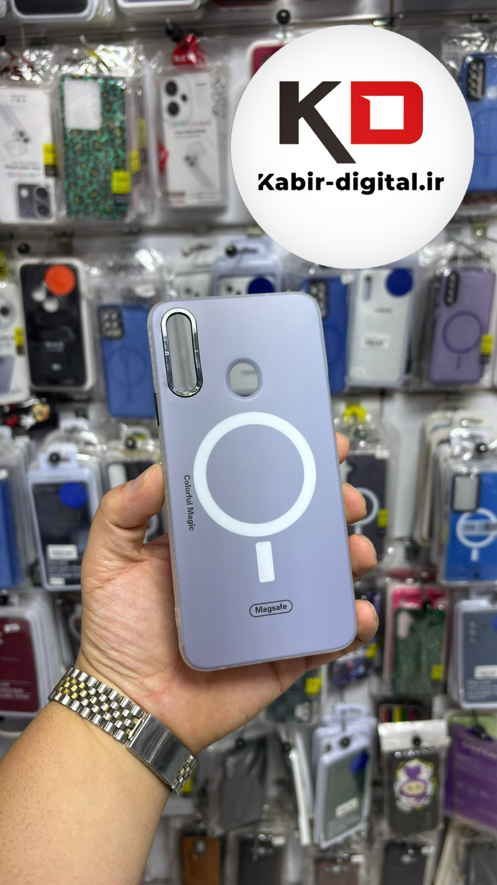قاب گوشی Galaxy A20s سامسونگ پشت مات طرح مگ سیف ایربگ دار دور مات  محافظ لنزدار طوسی