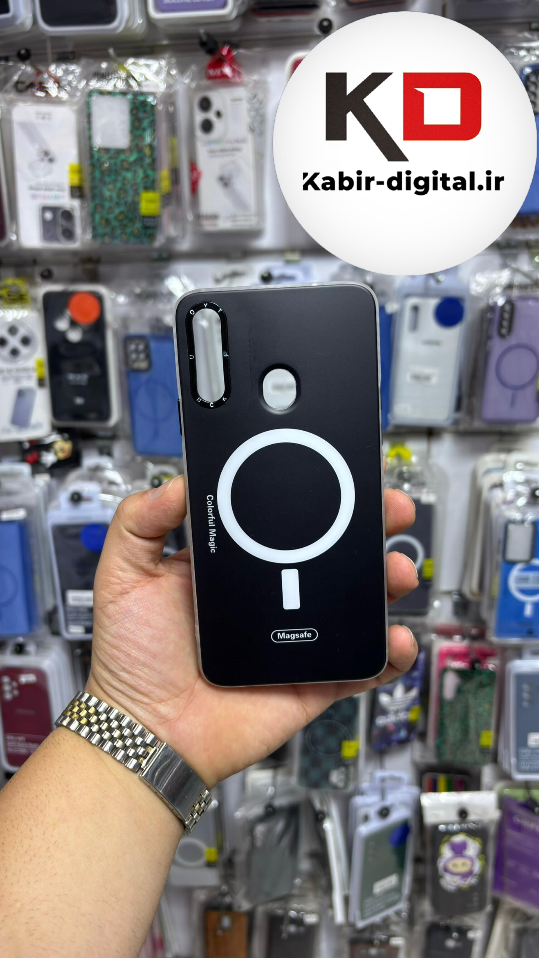 قاب گوشی Galaxy A20s سامسونگ پشت مات طرح مگ سیف ایربگ دار دور مات  محافظ لنزدار مشکی
