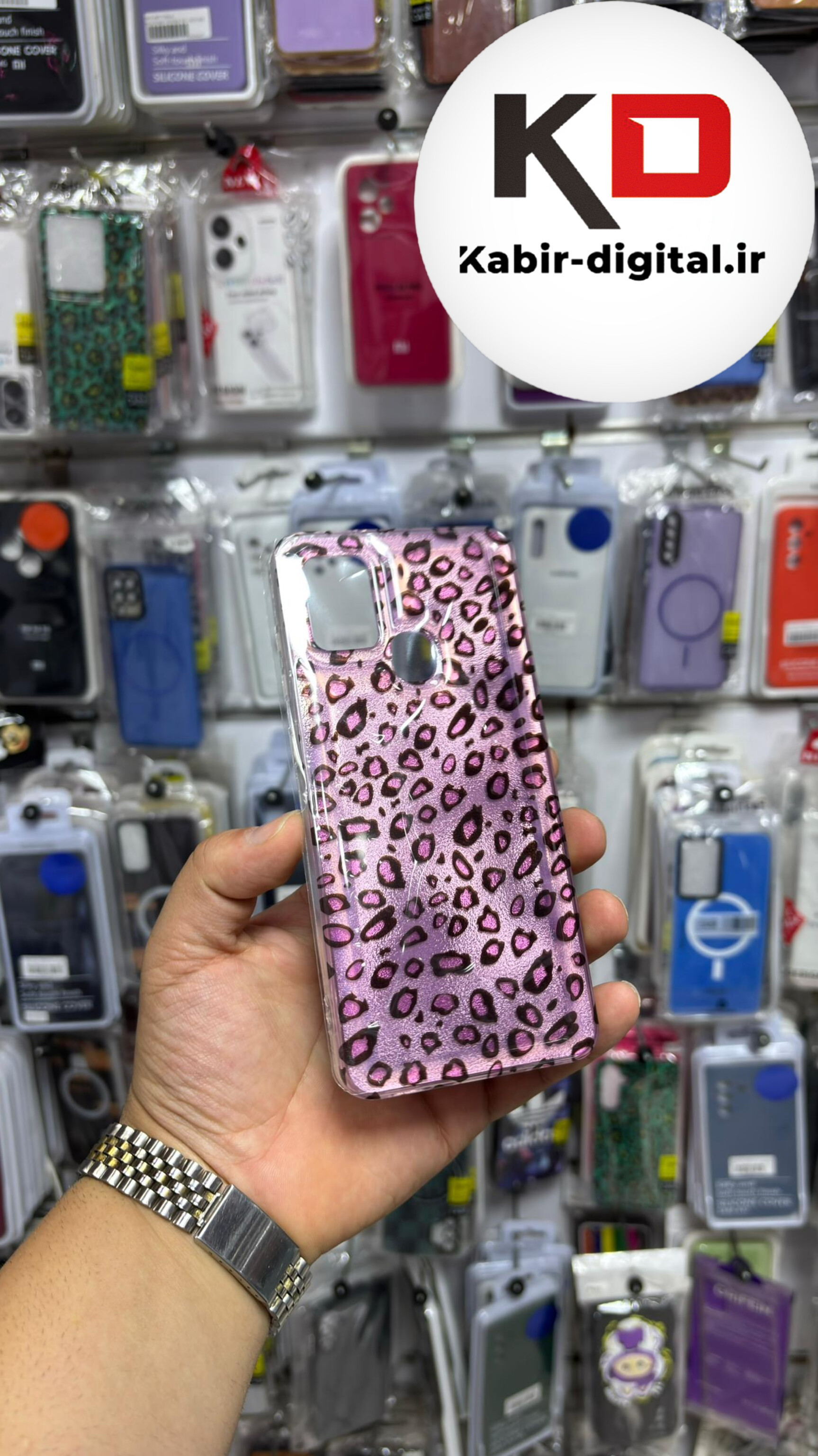 قاب گوشی Galaxy A21s سامسونگ IMD لیزری دورمات ایربگ دار دکمه کرومی لاکچری سخت HARD طرح پلنگی صورتی