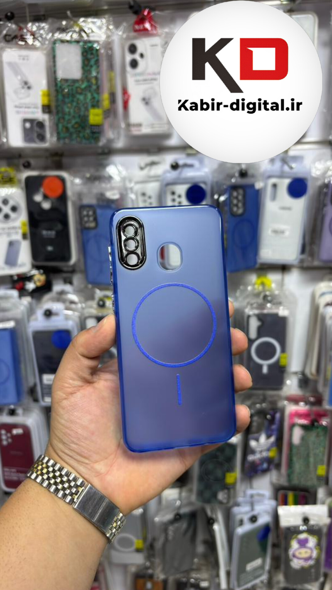 قاب گوشی Galaxy A20 / A30 سامسونگ Slim MagSafe Case مات کروم طرح مگ سیف محافظ لنز دار آبی