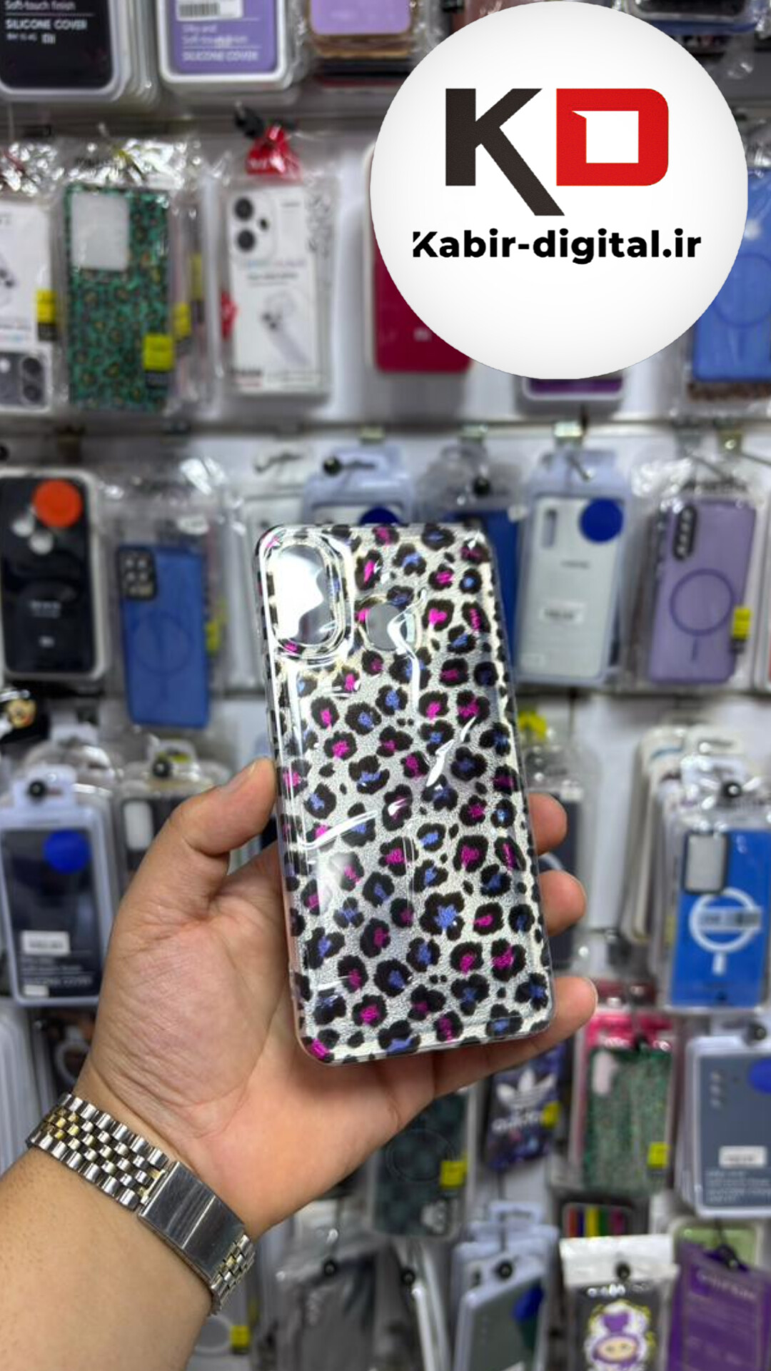 قاب گوشی Galaxy A20 / A30 سامسونگ  IMD لیزری دورمات ایربگ دار دکمه کرومی لاکچری سخت HARD طرح پلنگی
