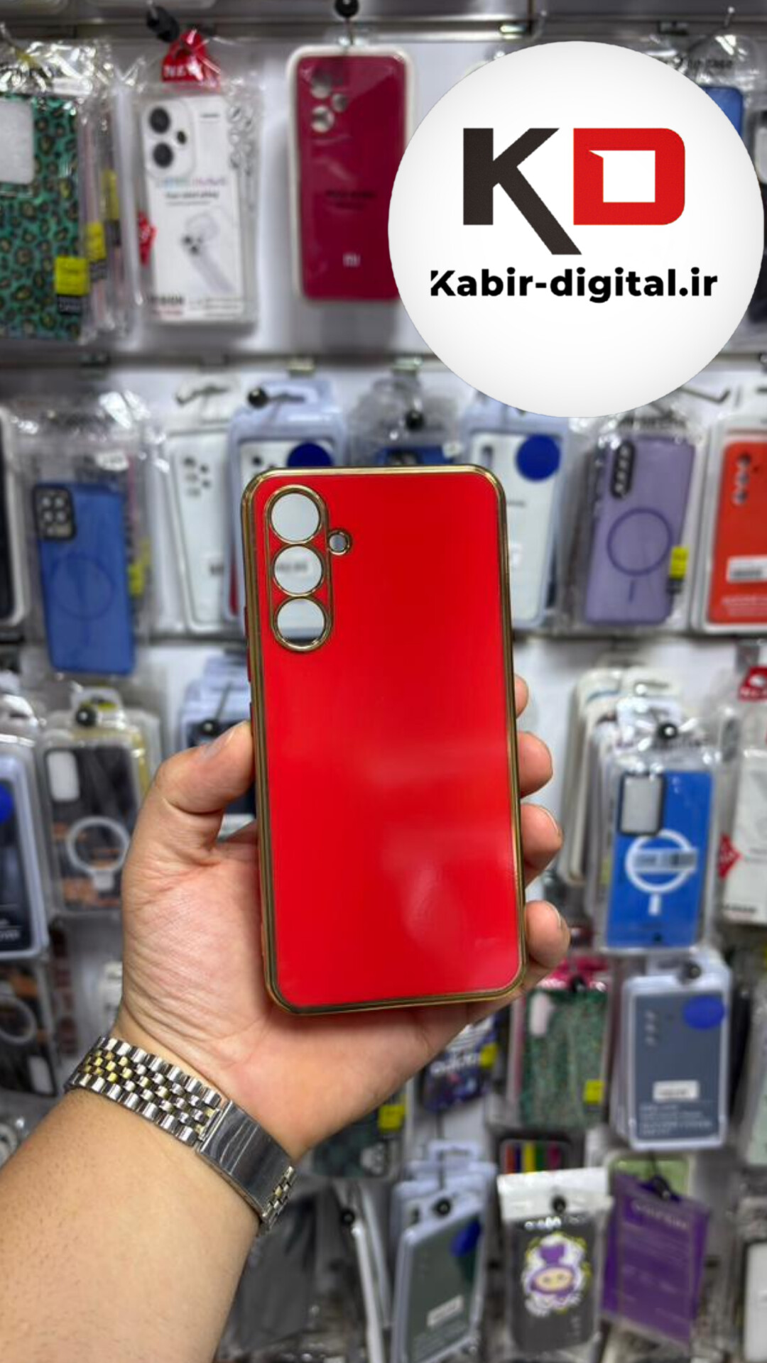 قاب گوشی Galaxy A54 سامسونگ طرح ژله ای مای کیس گلد لاین دور طلایی محافظ لنز دار قرمز