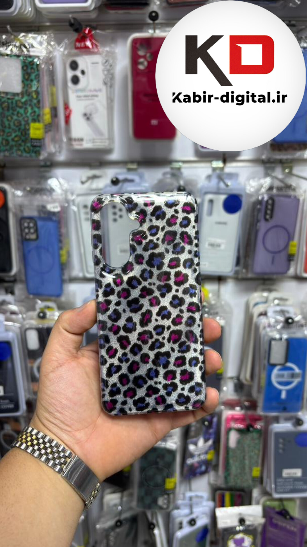 قاب گوشی Galaxy A26 / A17 / A16 سامسونگIMD لیزری دورمات ایربگ دار دکمه کرومی لاکچری سخت HARD طرح پلنگی