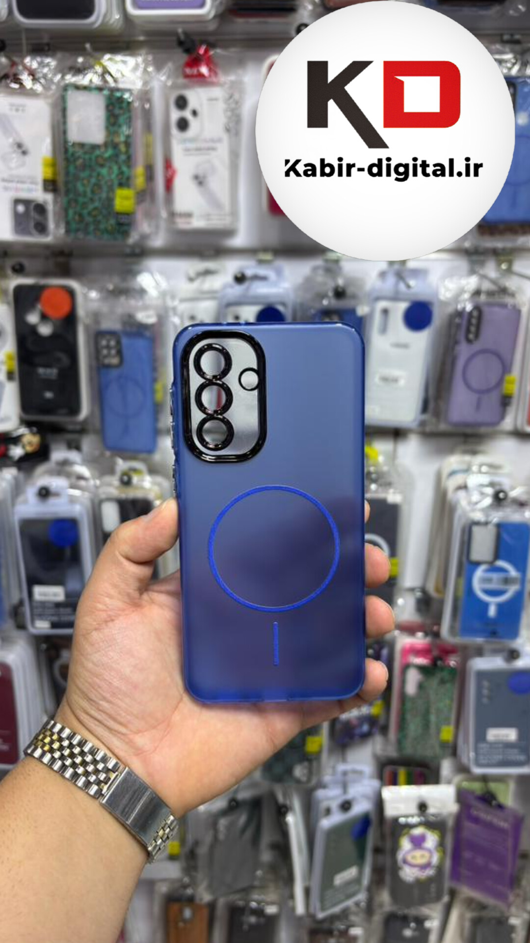 قاب گوشی Galaxy A36 / A56 سامسونگ Slim MagSafe Case مات کروم طرح مگ سیف محافظ لنز دار آبی