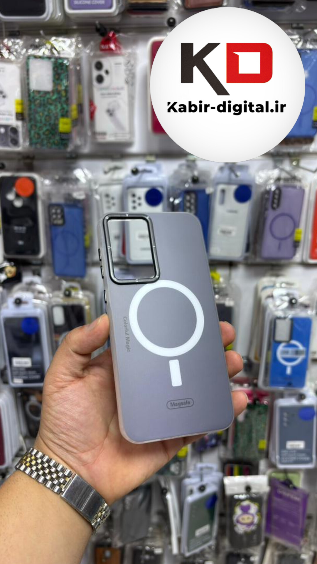قاب گوشی Galaxy A36 / A56 سامسونگ پشت مات طرح مگ سیف ایربگ دار دور مات  محافظ لنزدار طوسی