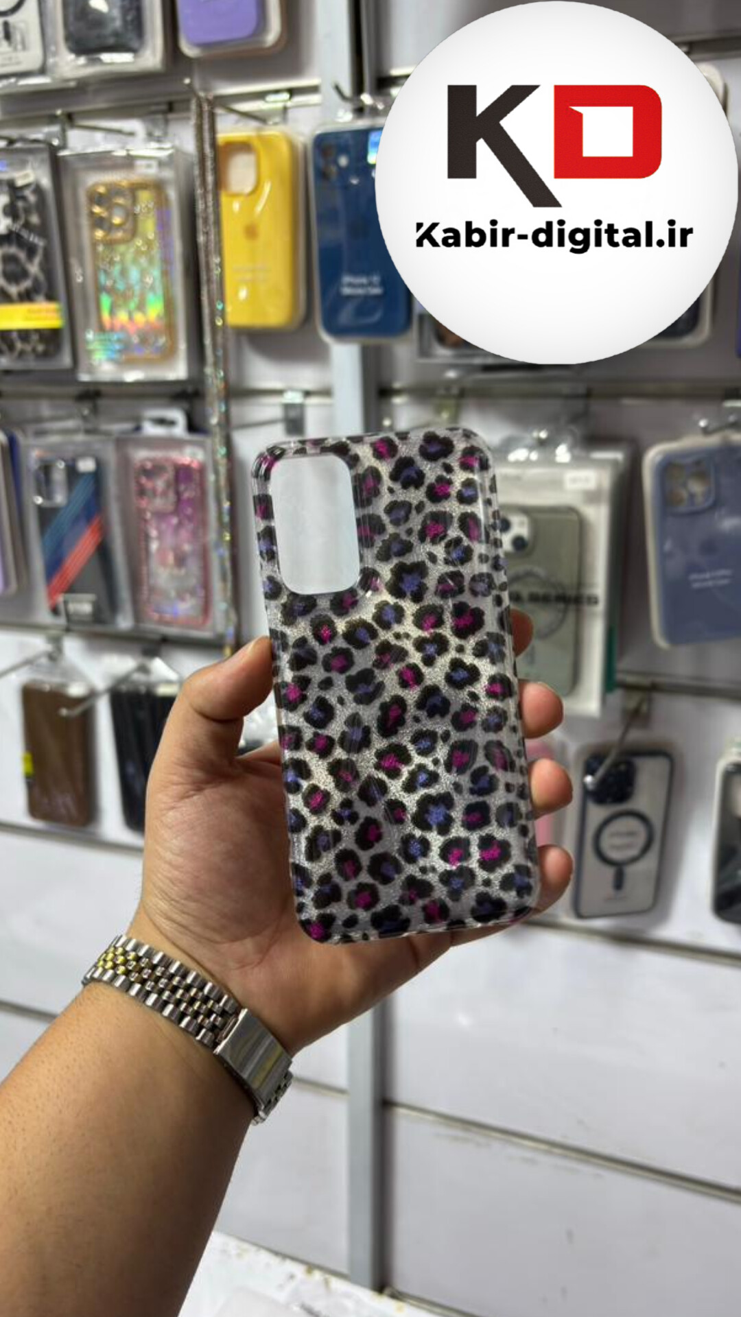 قاب گوشی Galaxy A15 سامسونگ  IMD لیزری دورمات ایربگ دار دکمه کرومی لاکچری سخت HARD طرح پلنگی