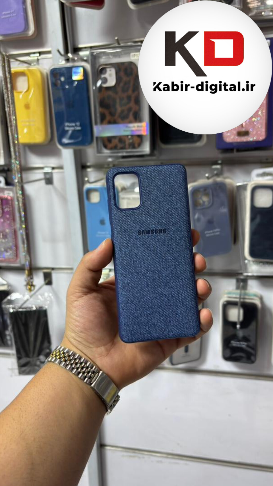 قاب گوشی Galaxy A51 / A31 سامسونگ  Cotton Case مخمل چرمی Hand Made کلاسیک سرمه ای
