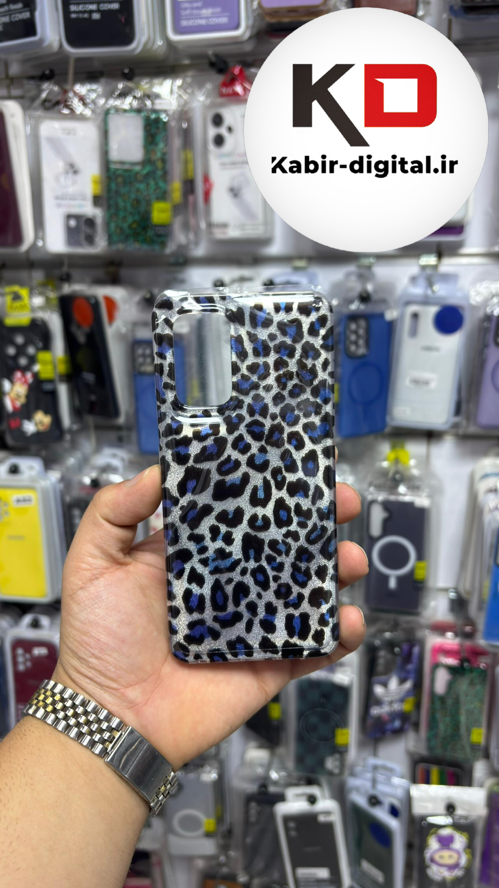 قاب گوشی Galaxy A32 4G سامسونگ  IMD لیزری دورمات ایربگ دار دکمه کرومی لاکچری سخت HARD طرح پلنگی آبی