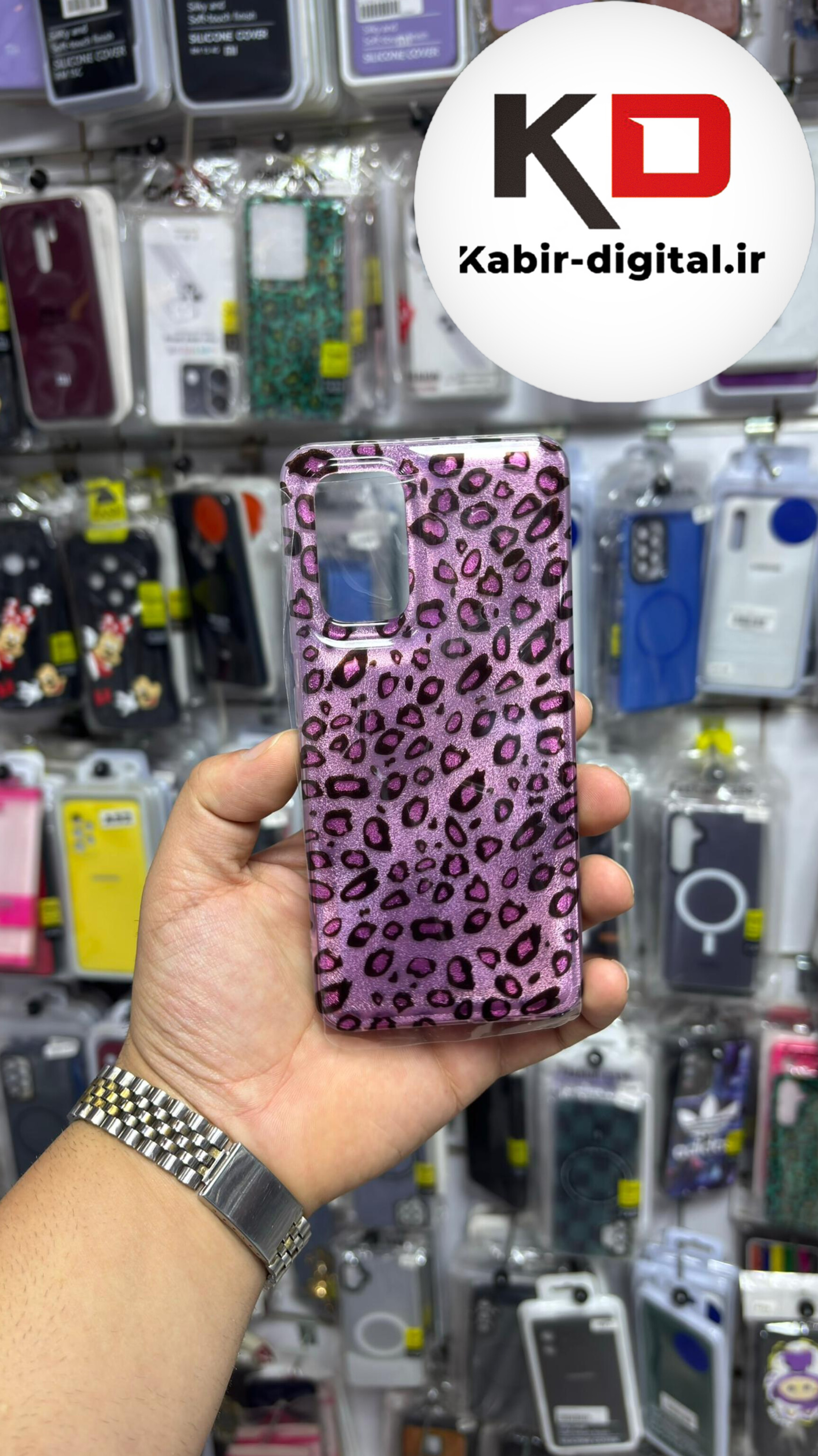 قاب گوشی Galaxy A32 4G سامسونگ  IMD لیزری دورمات ایربگ دار دکمه کرومی لاکچری سخت HARD طرح پلنگی صورتی