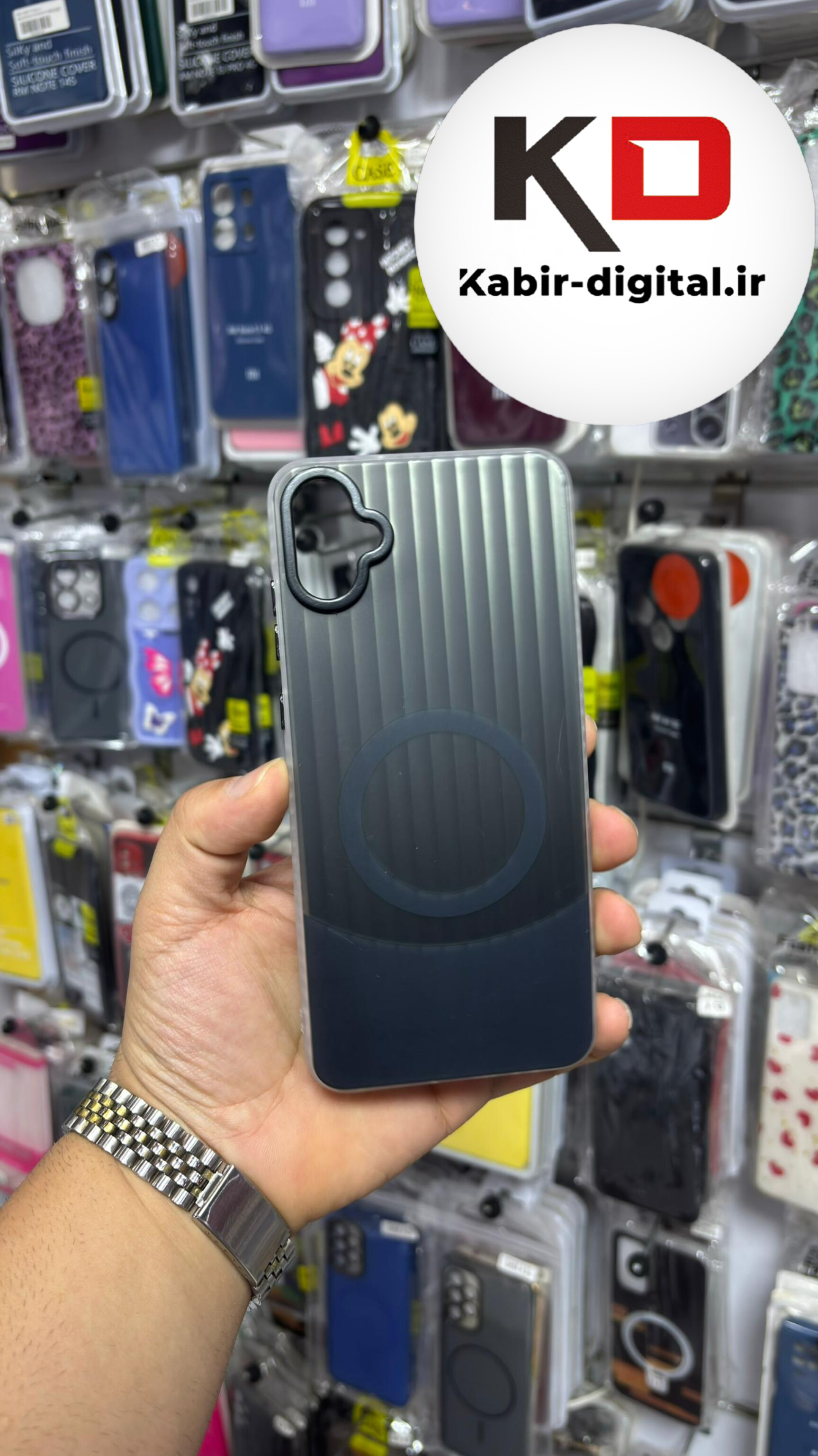 قاب گوشی Galaxy A05 سامسونگ اورجینال SO COOL سوکول لنز کرومی براق طرح مگ سیف کرکره ایی مشکی