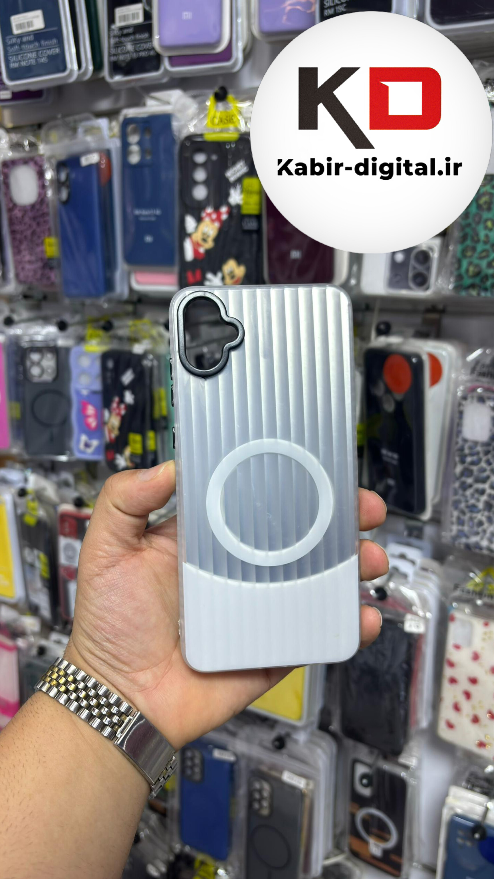 قاب گوشی Galaxy A05 سامسونگ اورجینال SO COOL سوکول لنز کرومی براق طرح مگ سیف کرکره ایی سفید