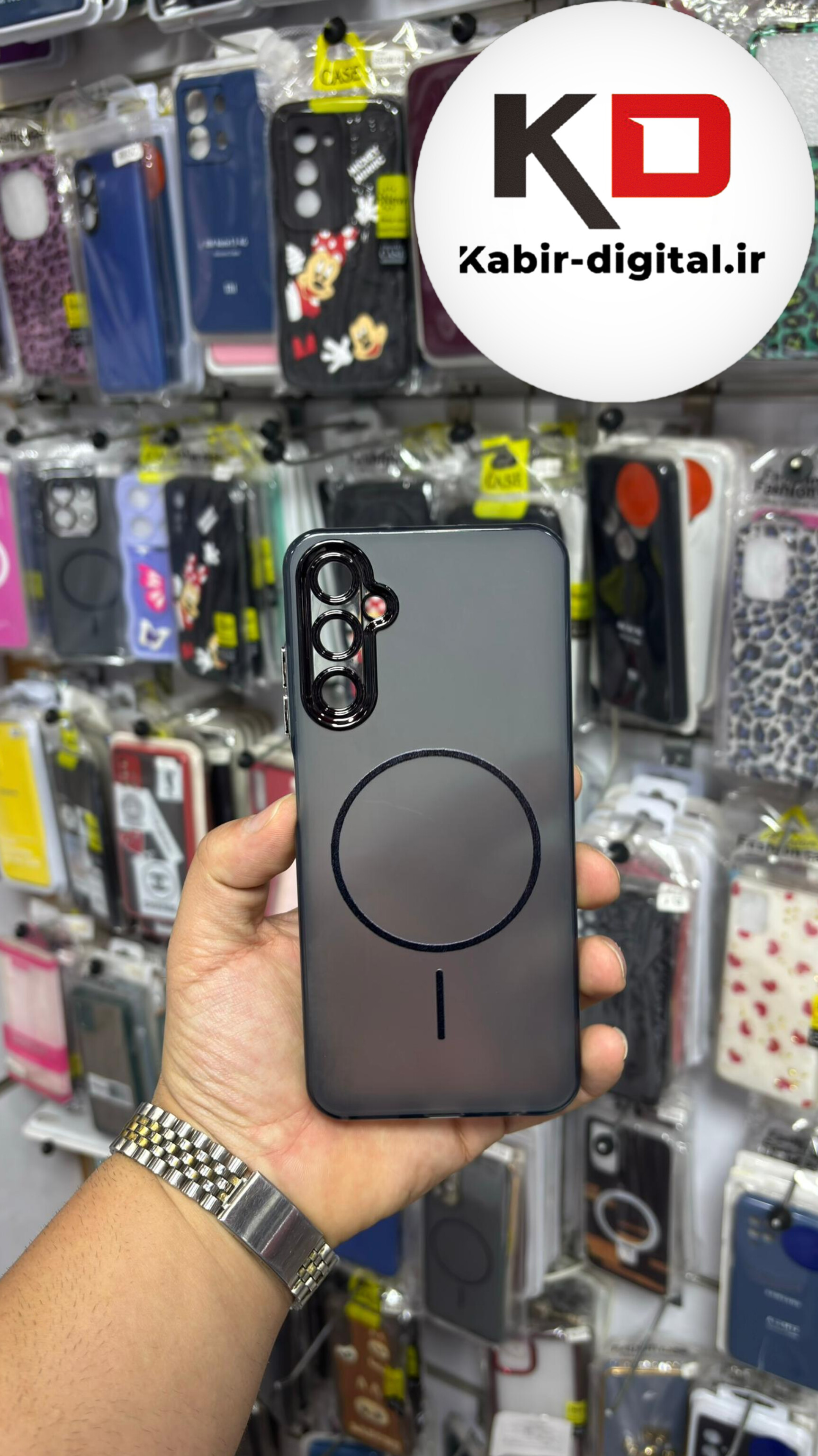 قاب گوشی Galaxy A05s سامسونگ Slim MagSafe Case مات کروم طرح مگ سیف محافظ لنز دار مشکی