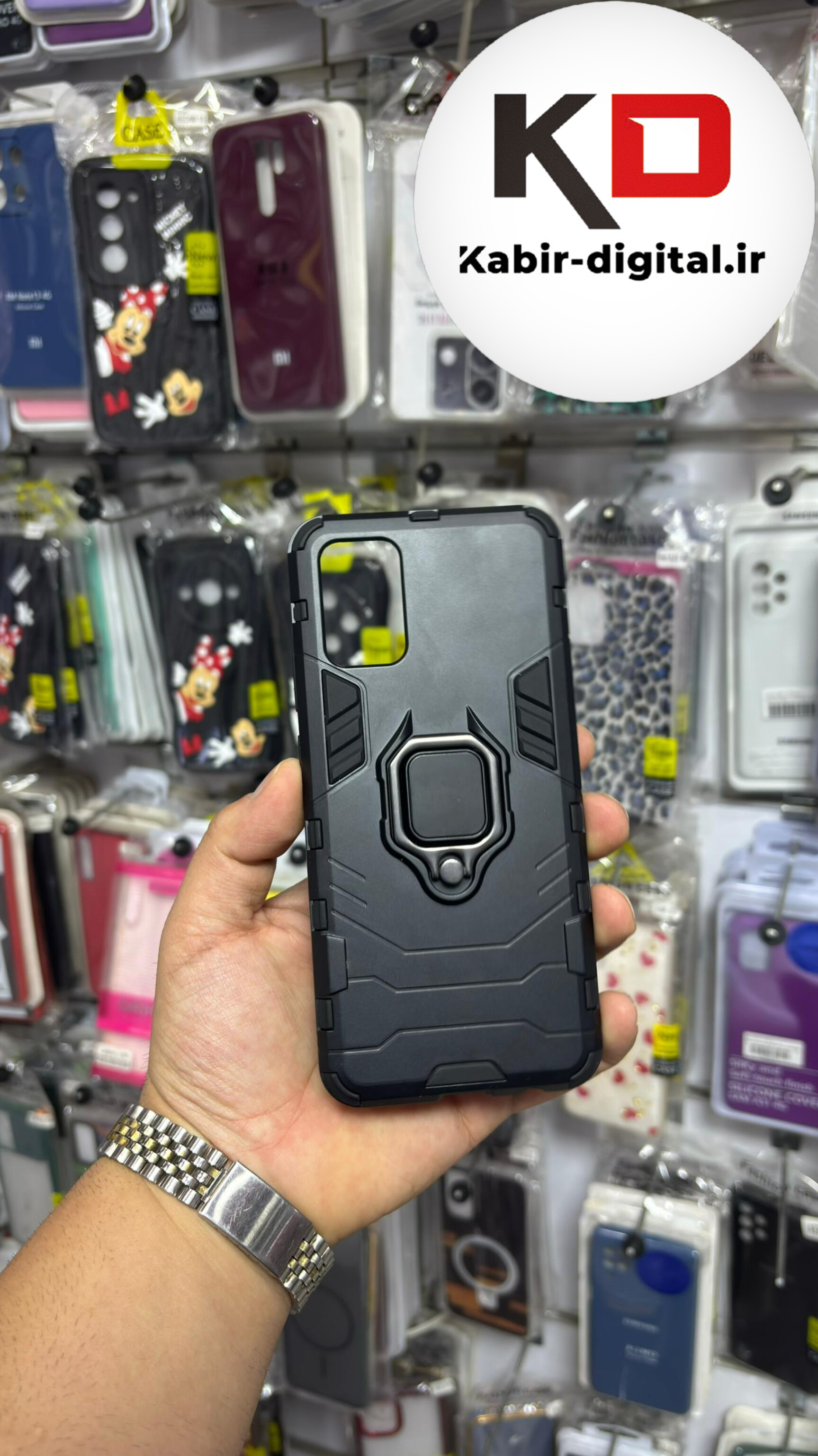 قاب گوشی Galaxy A03s / A02s سامسونگ طرح ضد ضربه بتمن هولدر دار ایربگ دار کشویی مشکی