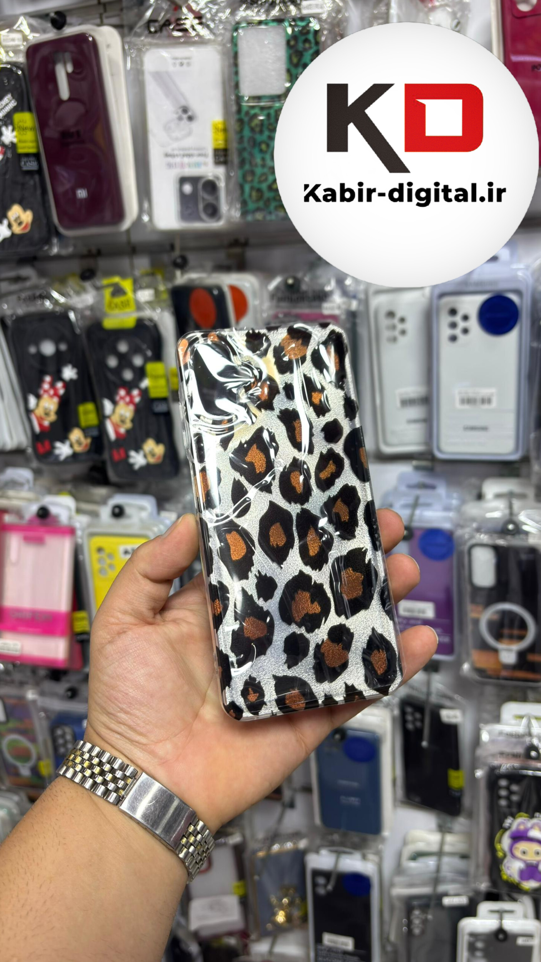 قاب گوشی Galaxy A06 سامسونگ  IMD لیزری دورمات ایربگ دار دکمه کرومی لاکچری سخت HARD طرح پلنگی