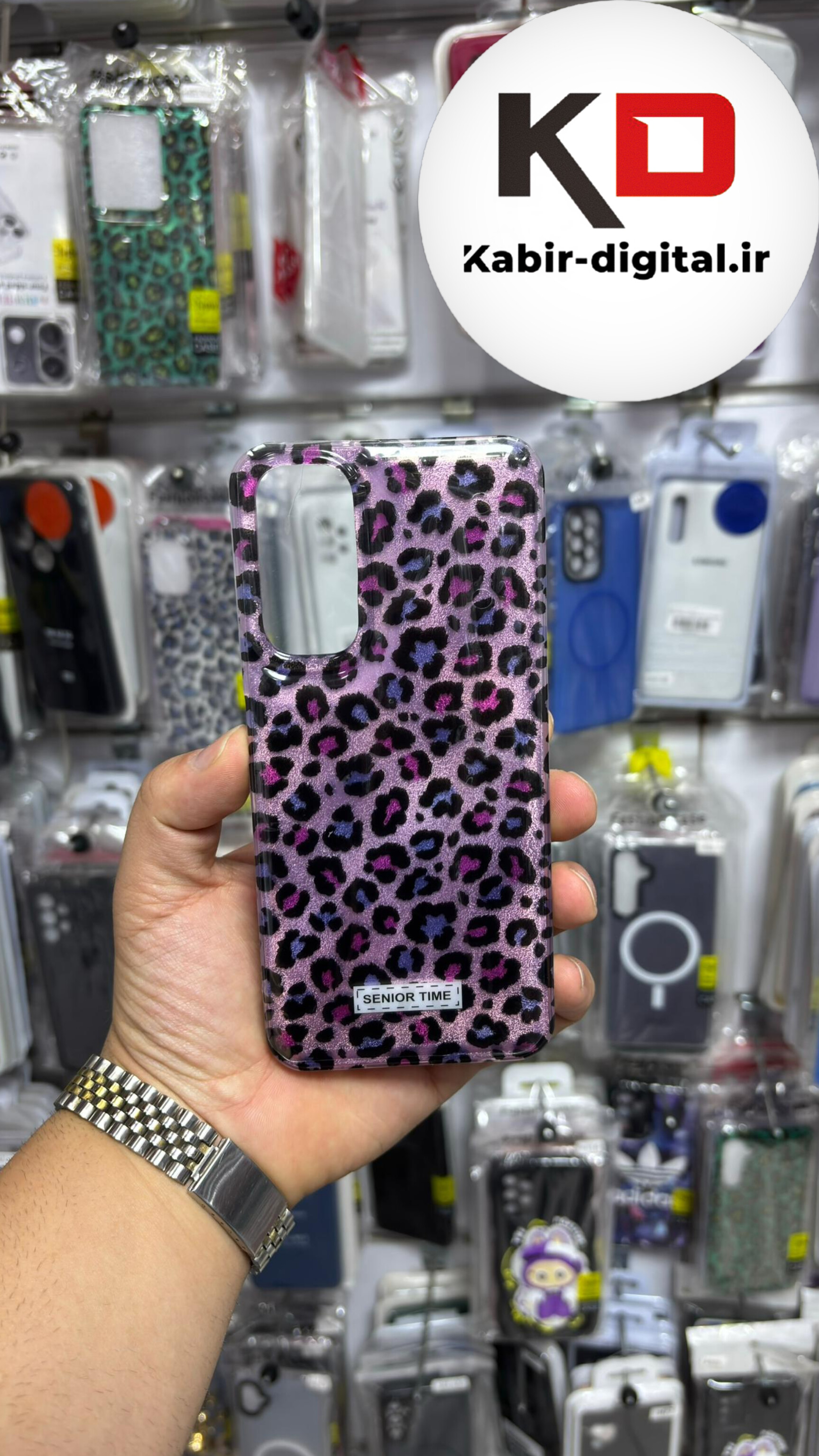 قاب گوشی Galaxy A05s سامسونگ IMD لیزری دورمات ایربگ دار دکمه کرومی لاکچری سخت HARD طرح پلنگی صورتی
