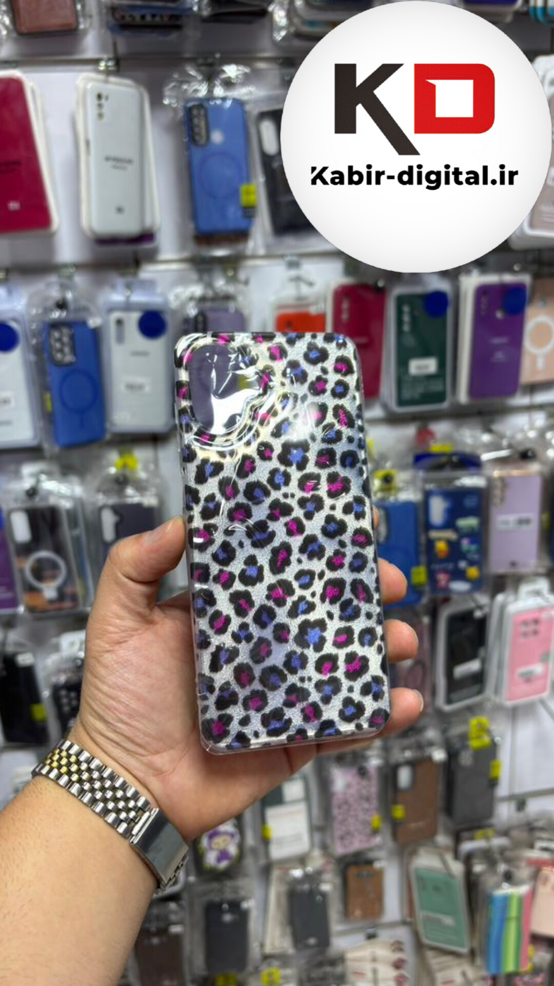 قاب گوشی Galaxy A07 سامسونگ سیلیکونی IMD لیزری دورمات ایربگ دار دکمه کرومی لاکچری سخت HARD طرح پلنگی