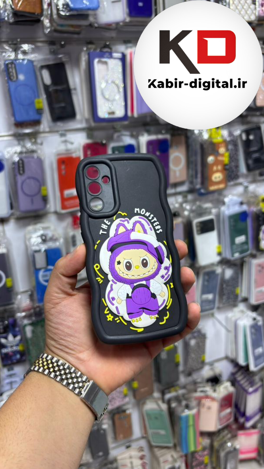 قاب گوشی Galaxy A34 سامسونگ سیلیکونی طرح  Solid Case ضد ضربه عروسکی منحنی برجسته محافظ لنز دار لبوبو مشکی