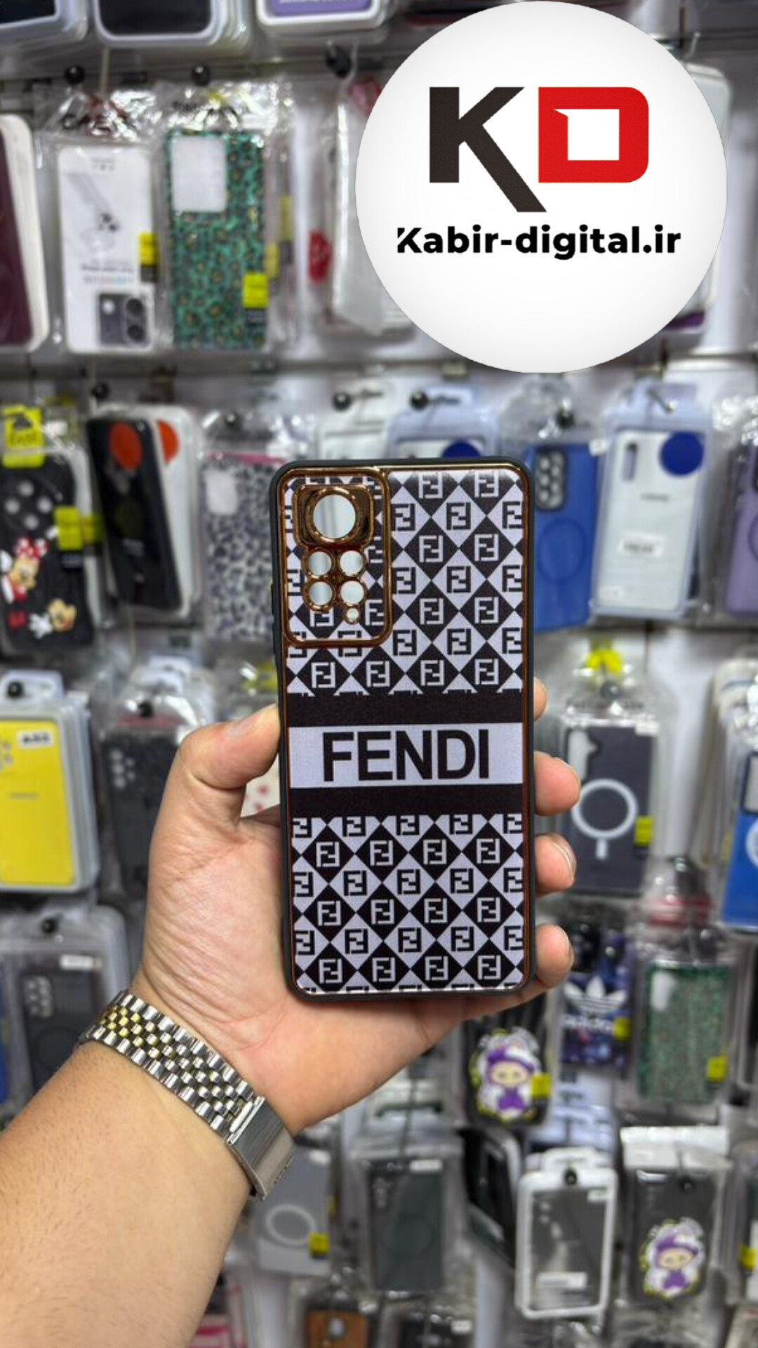 قاب گوشی Redmi Note 12 Pro 4g  / Note 11 Pro 4g شیائومی طرح گلد لاین لاکچری محافظ لنز دار FENDI