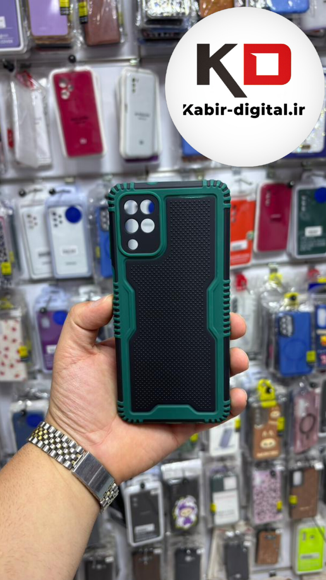 قاب گوشی Galaxy A22 4G / M32 سامسونگ  Solid case طرح خرچنگی بتمنی کربن محافظ لنز دار مشکی سبز
