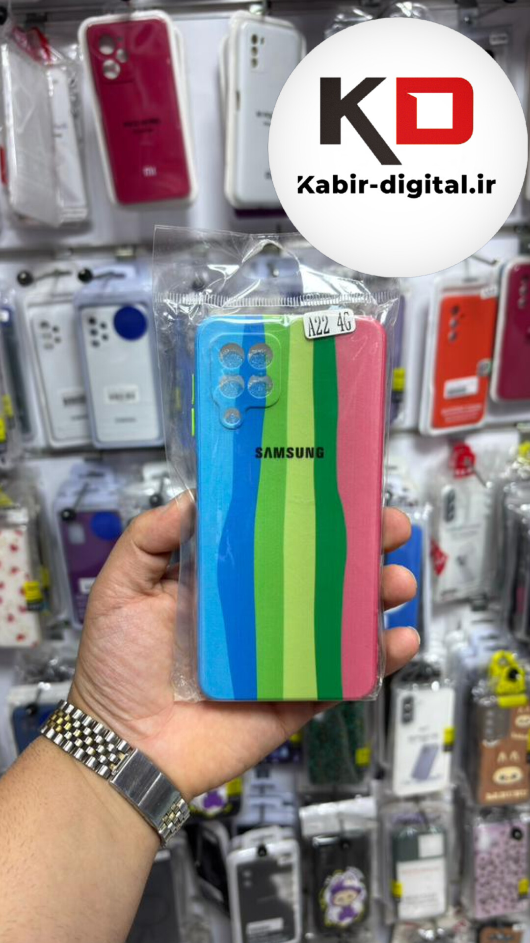 قاب گوشی Galaxy A22 4G / M32 سامسونگ  سیلیکونی طرح رنگین کمانی آبرنگی محافظ لنزدار