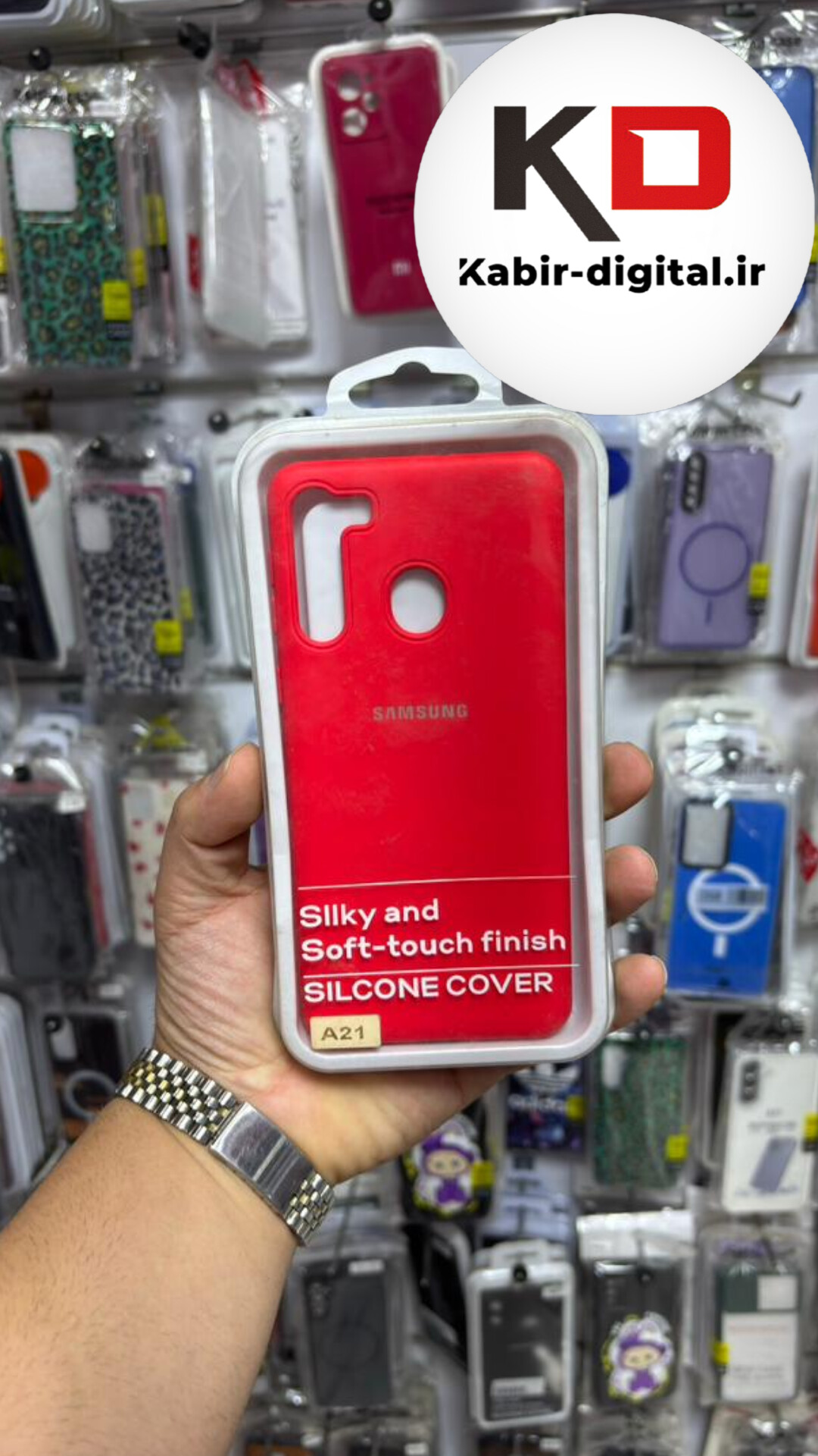 قاب گوشی Galaxy A21 سامسونگ سیلیکونی اورجینال درجه داخل پارچه یک زیر بسته محافظ لنزدار قرمز