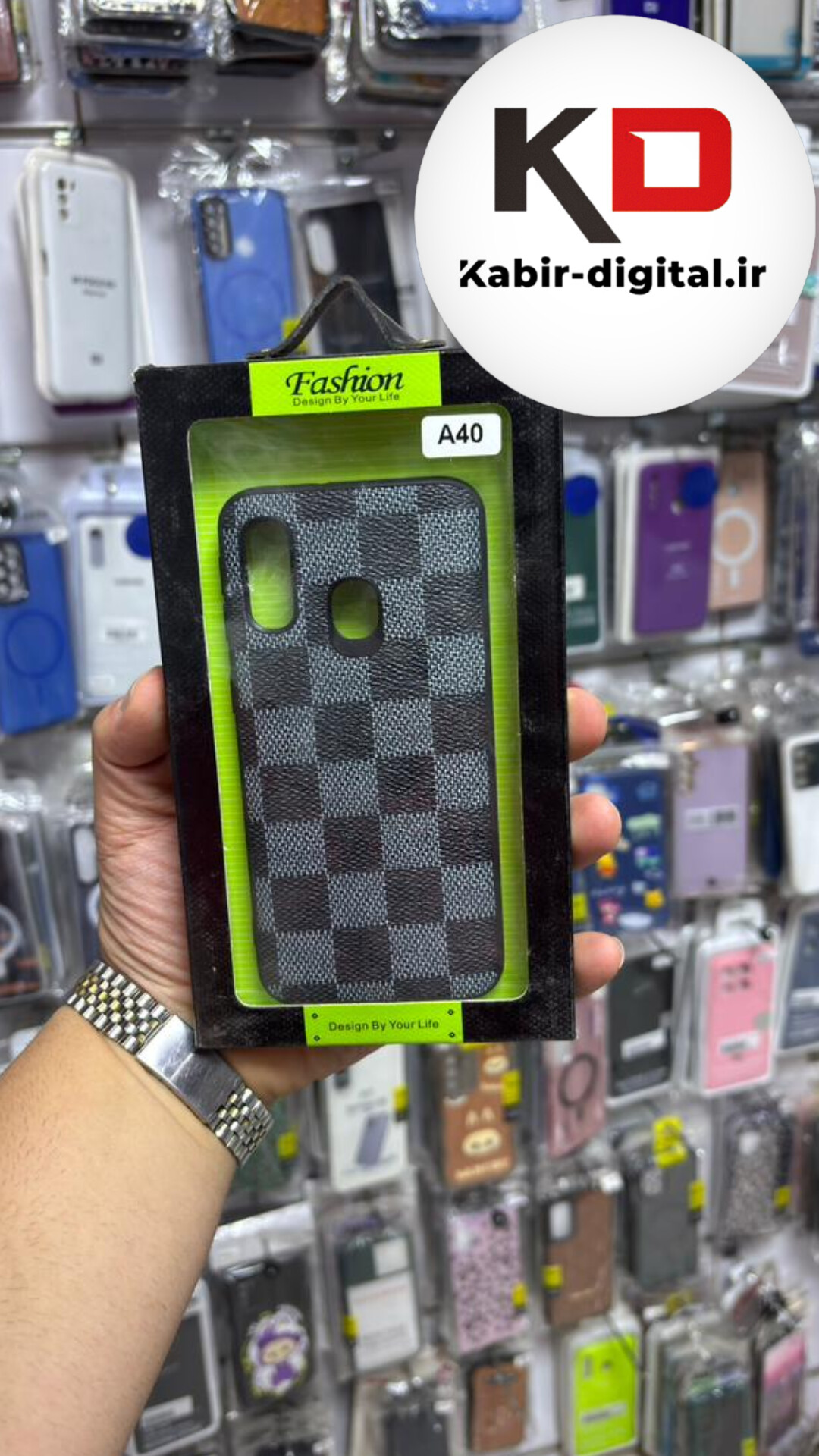 قاب گوشی Galaxy A40 سامسونگ سیلیکونی طرح چرمی چهارخونه محافظ لنزدار