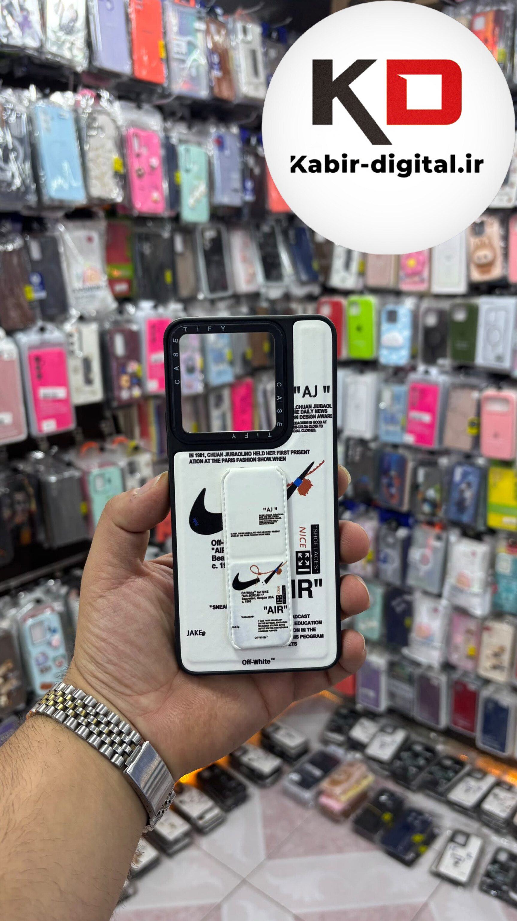 قاب گوشی  Redmi Note 13 Pro 5G / Poco X6 شیائومی Casetify استند شو اسپرت لنز برجسته طرح نایک سفید