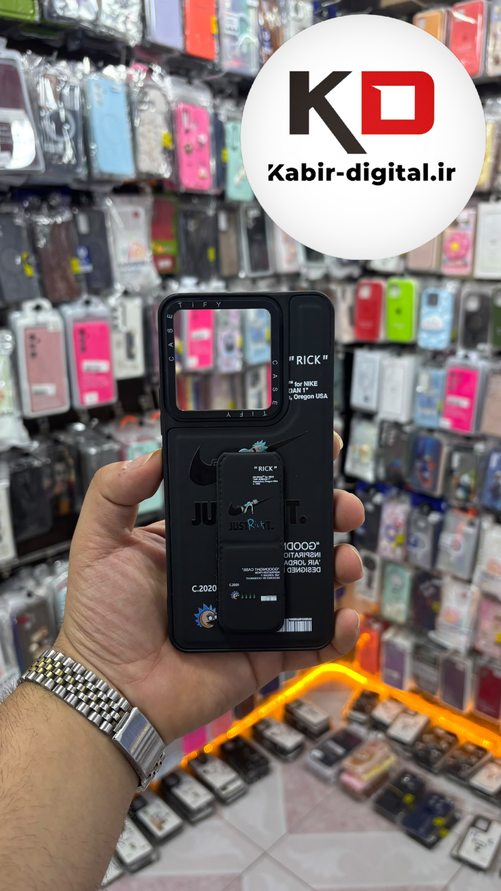 قاب گوشی  Redmi Note 13 Pro 5G / Poco X6 شیائومی Casetify استند شو اسپرت لنز برجسته طرح نایک مشکی