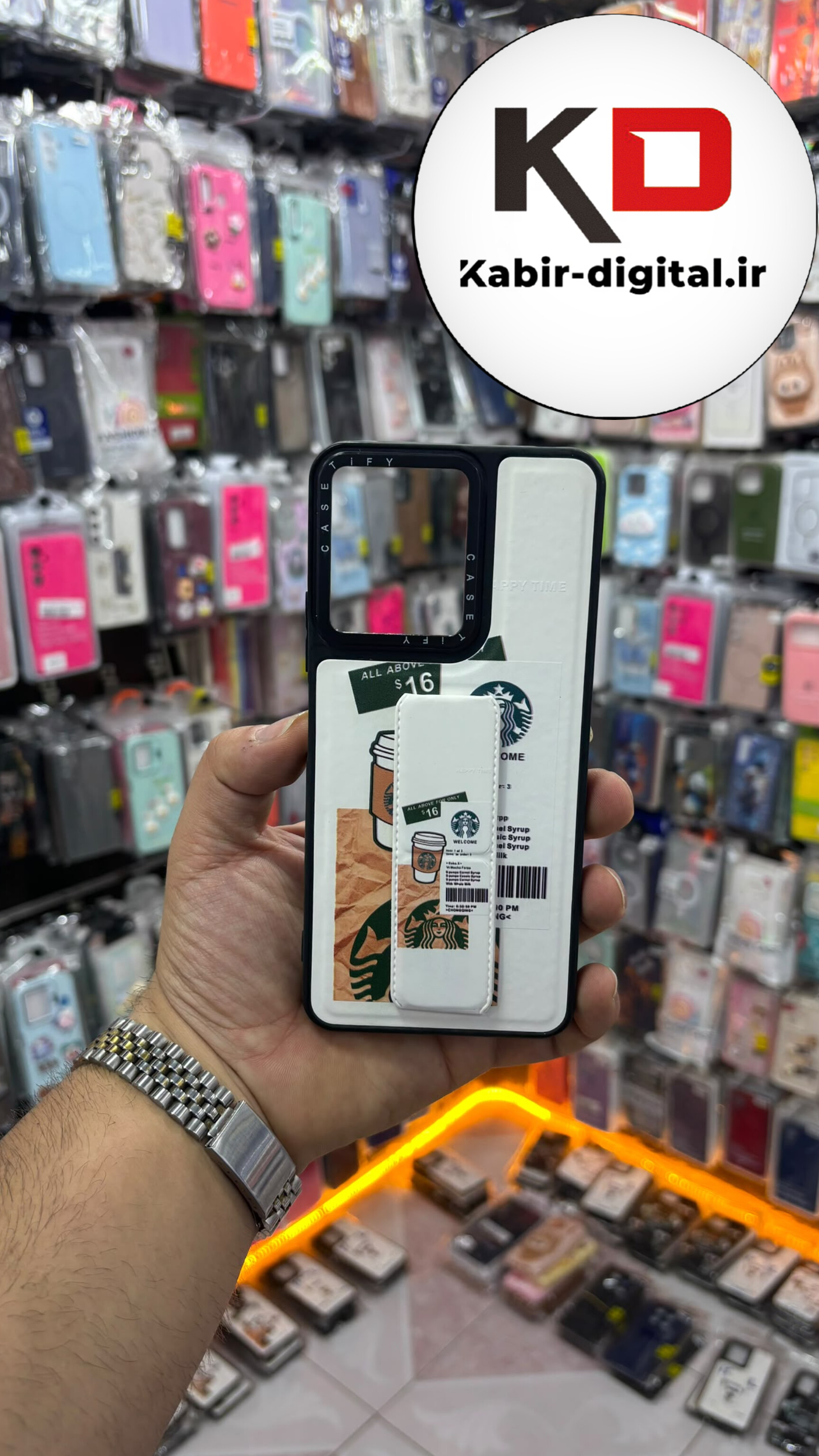 قاب گوشی Redmi 13c / POCO C65 شیائومی Casetify استند شو اسپرت لنز برجسته طرح استار باکس سفید