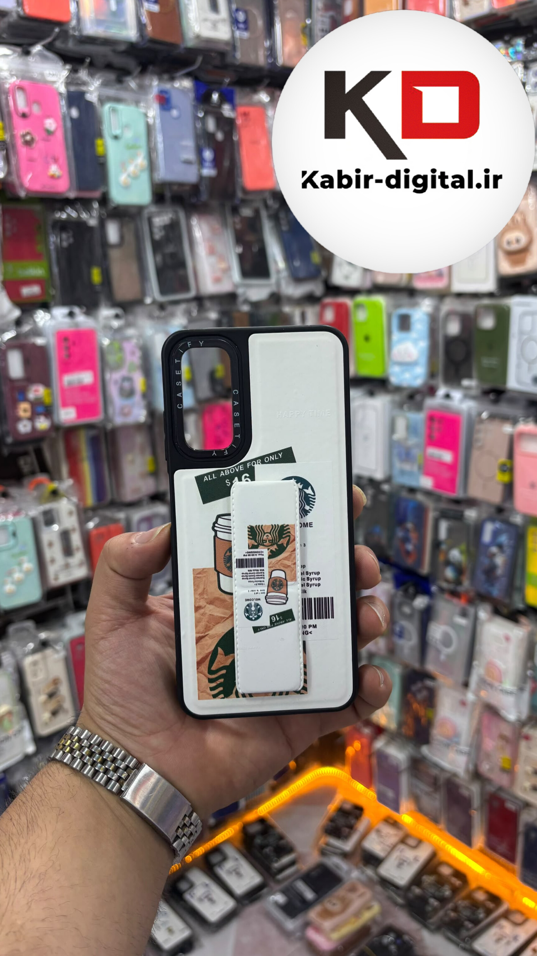 قاب گوشی Galaxy A05S سامسونگ Casetify استند شو اسپرت لنز برجسته طرح استار باکس سفید